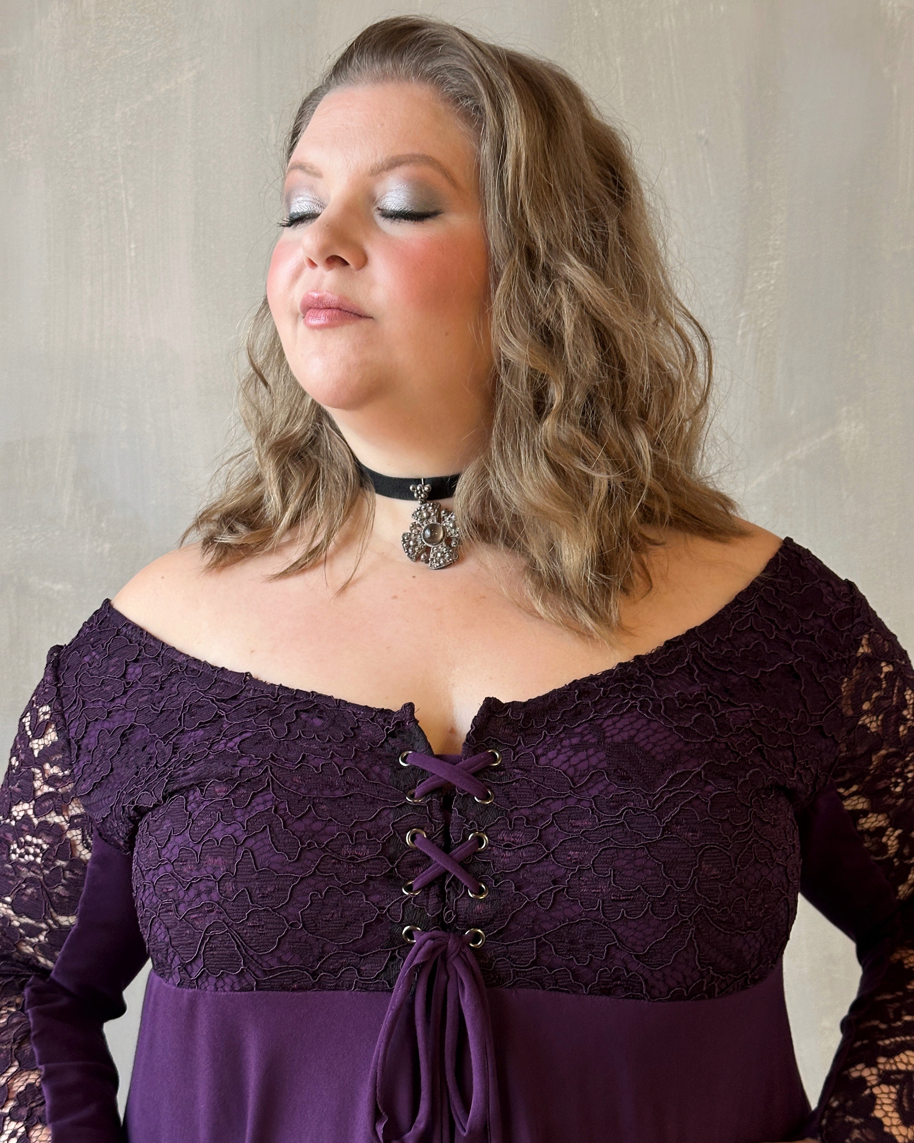 FW'24: Lace Overlay Dress in Purple Nightshade (Pre-Order)