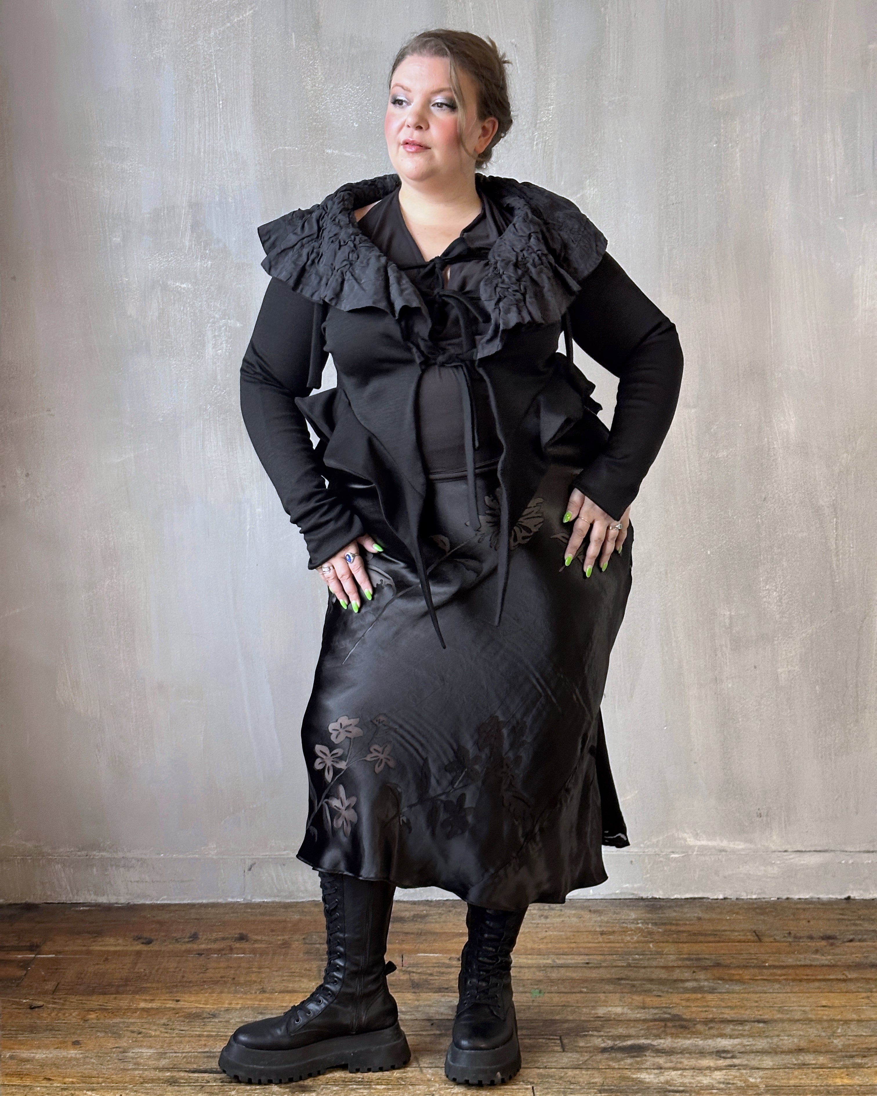 Sample Sale: "Chaos-Quilted" Wool Peplum Cardigan (Size I)