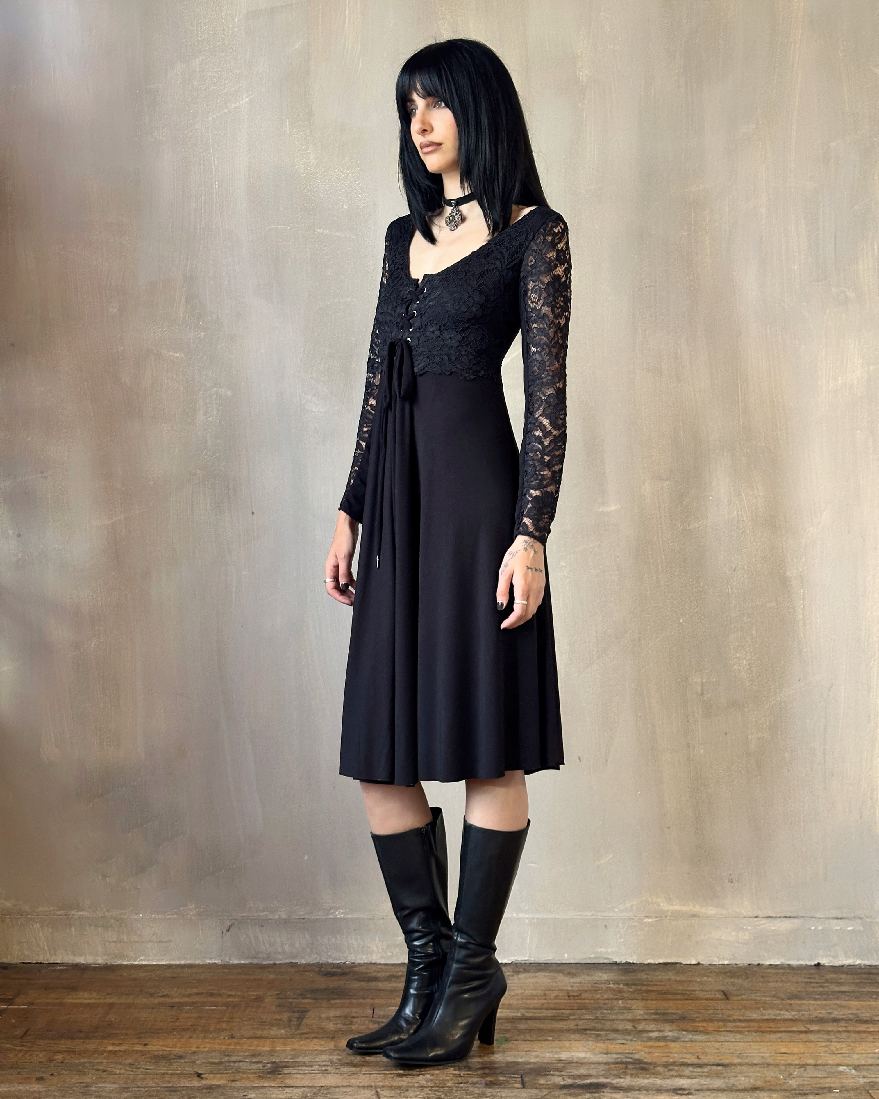 Sample Sale: Lace Overlay Dress Black (Size IV)