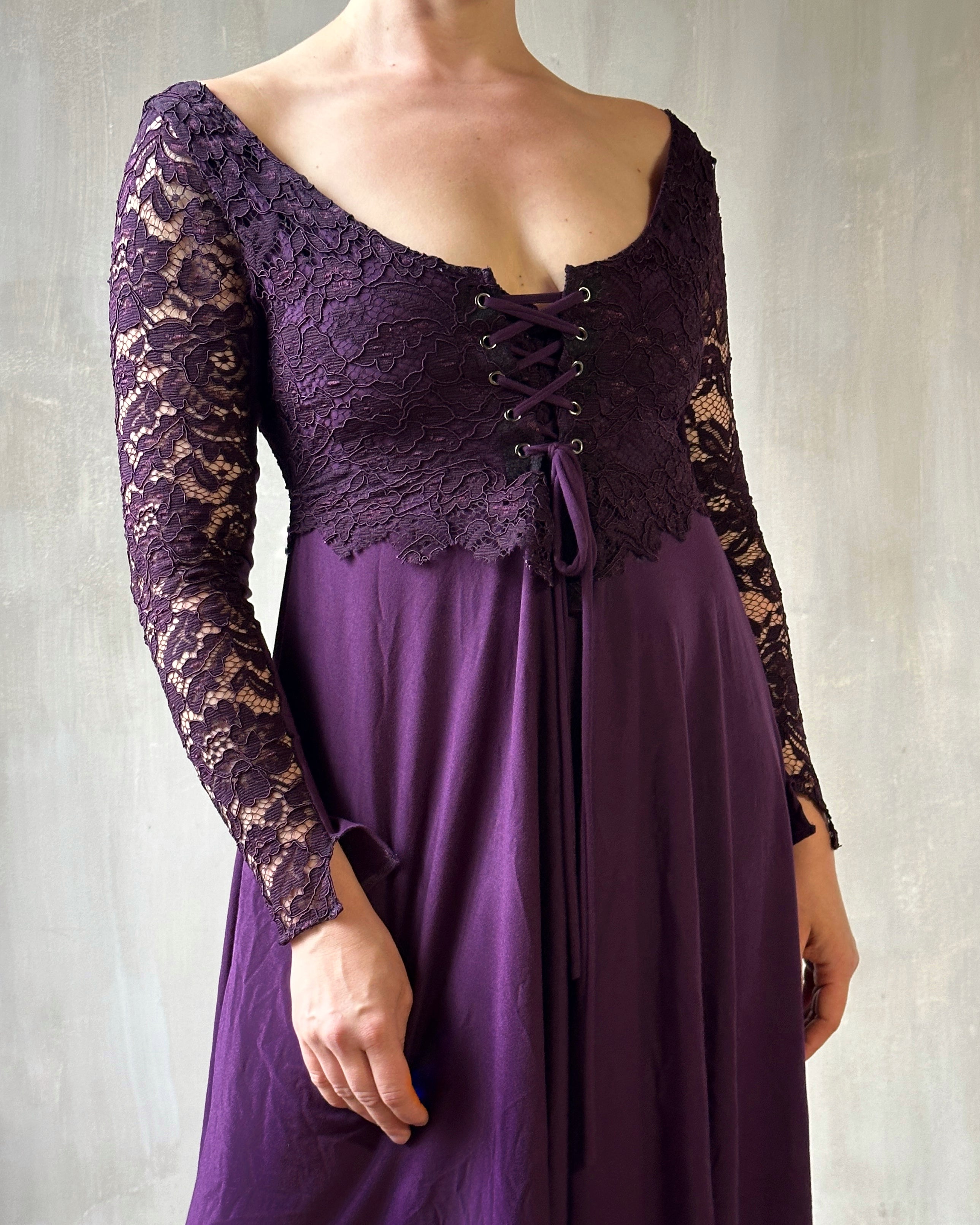 FW'24: Lace Overlay Dress in Purple Nightshade (Pre-Order)