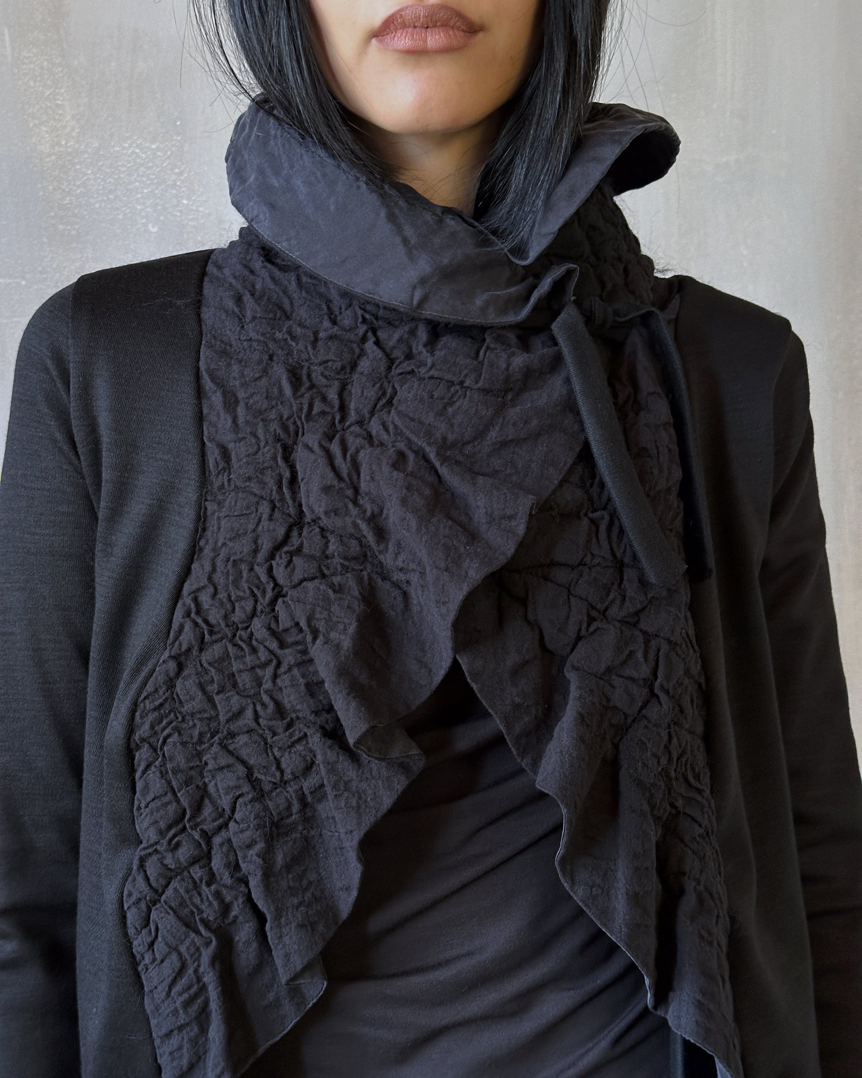 Sample Sale: "Chaos-Quilted" Wool Peplum Cardigan (Size I)