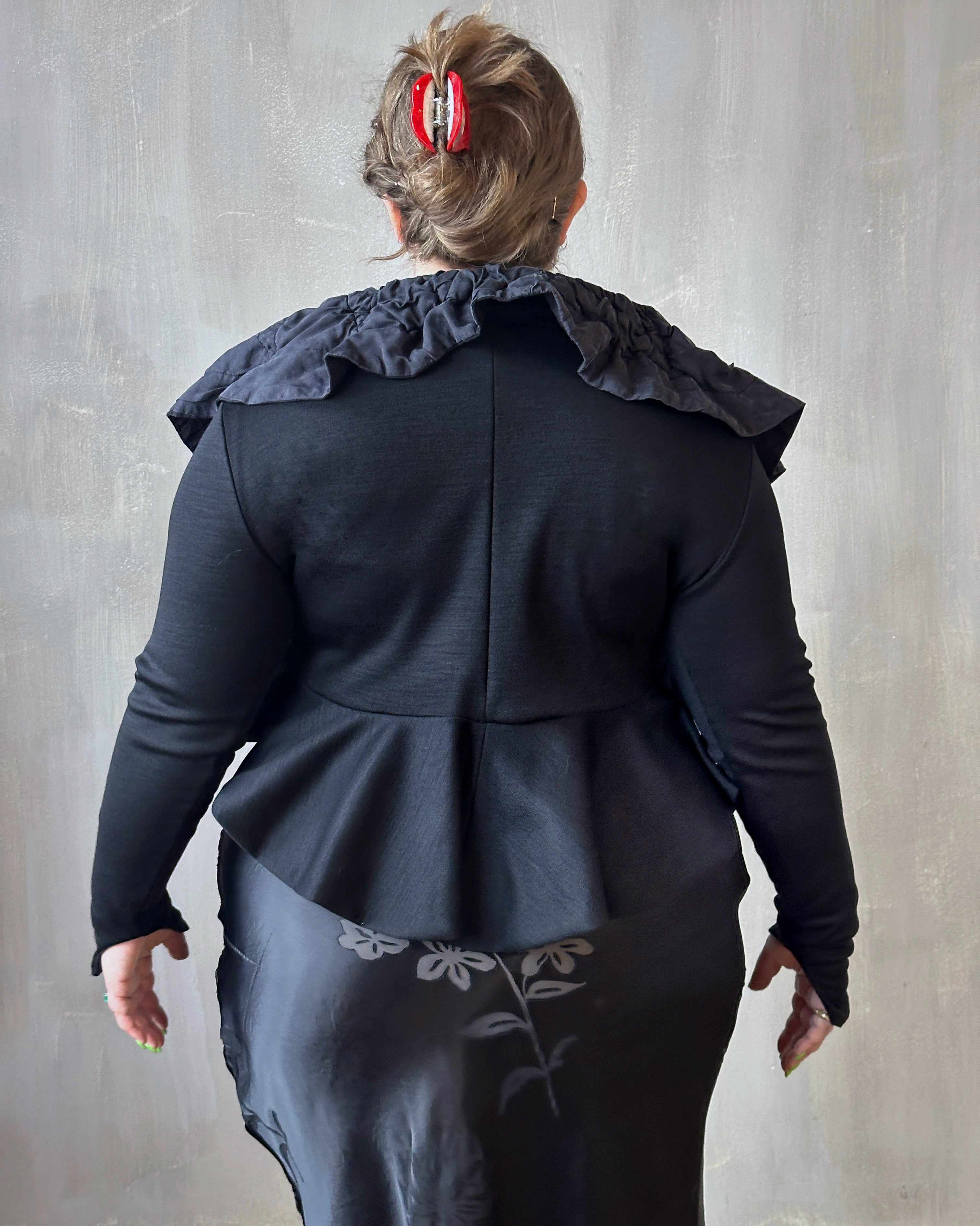 Sample Sale: "Chaos-Quilted" Wool Peplum Cardigan (Size I)