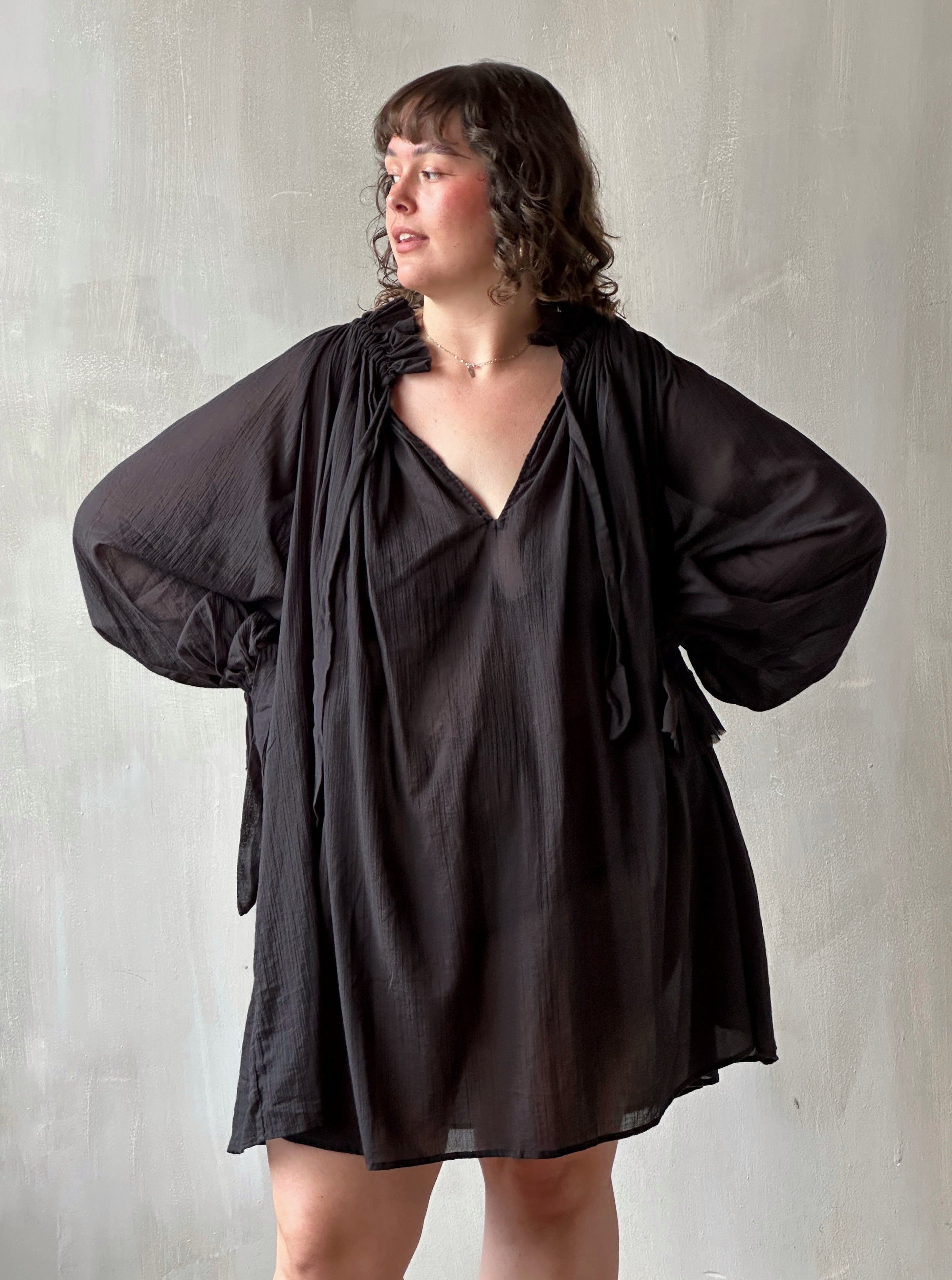 Alchemist Chemise in Black Cotton Gauze