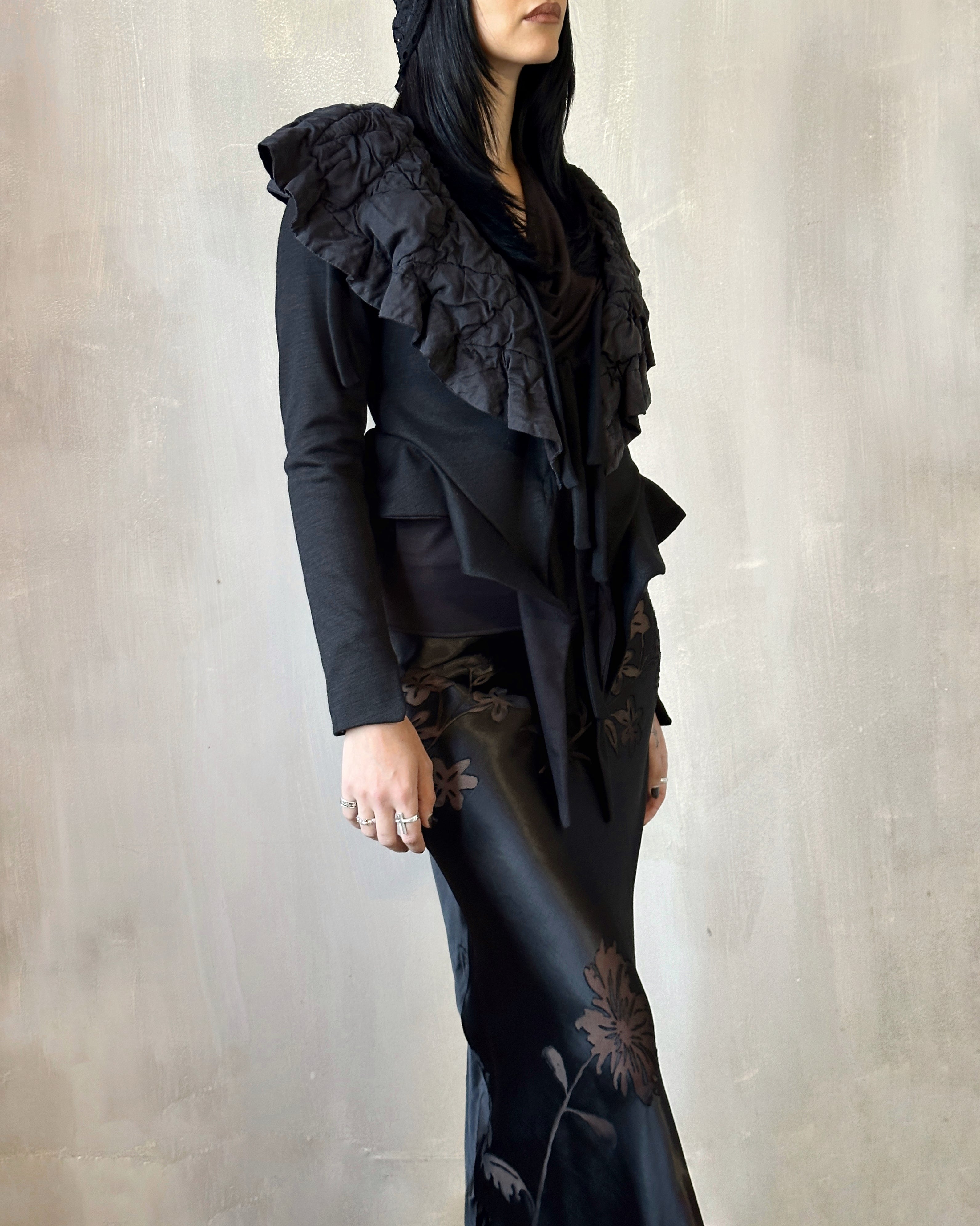 Sample Sale: "Chaos-Quilted" Wool Peplum Cardigan (Size I)