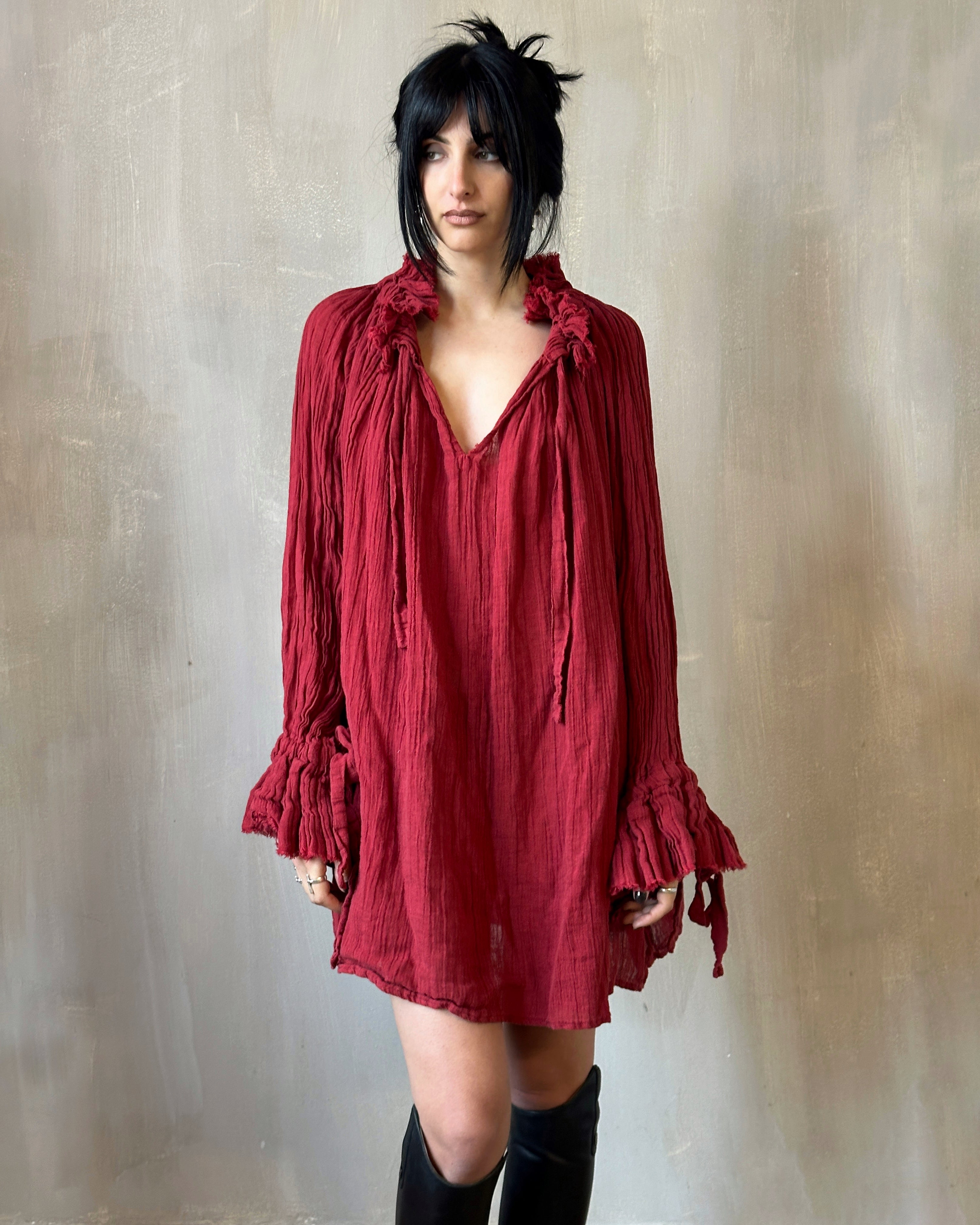 Alchemist Chemise in Burnt Red Linen