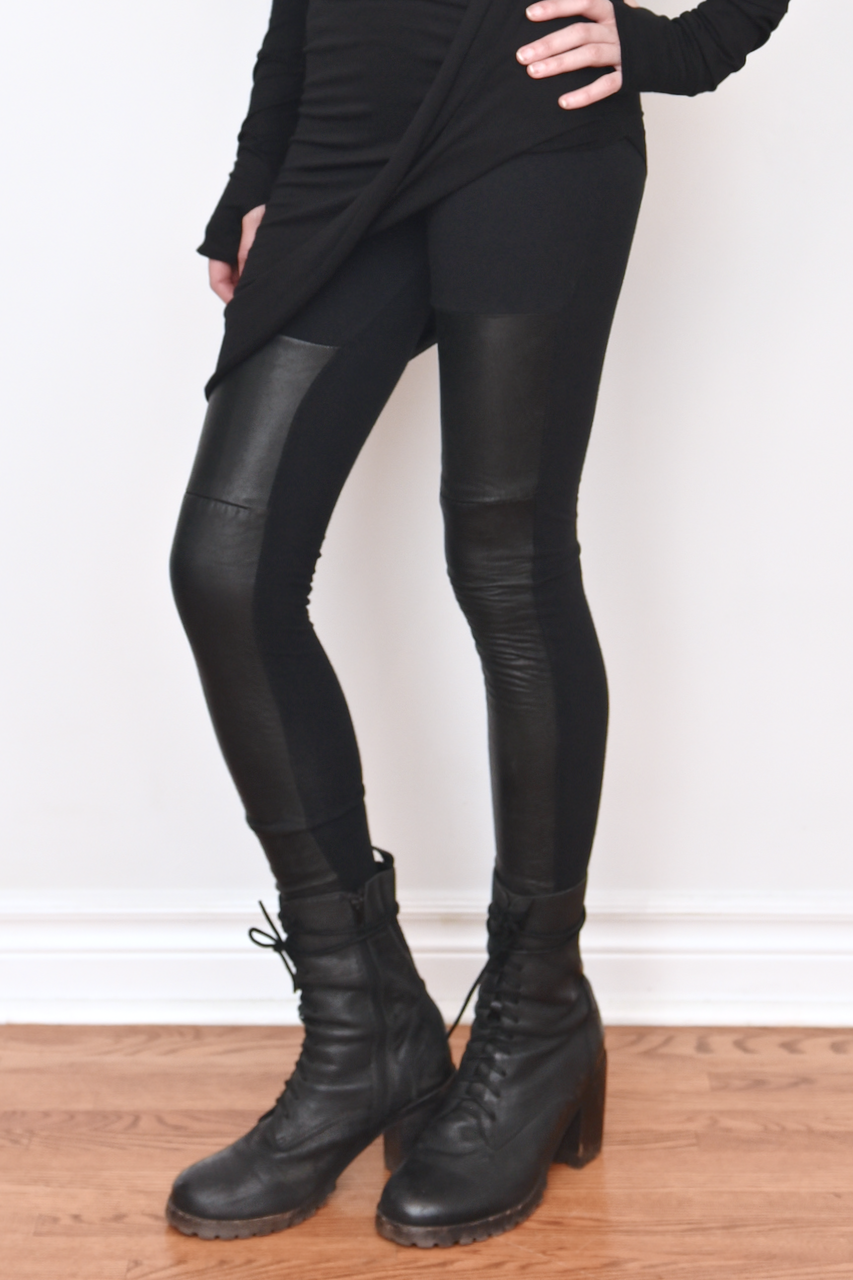 Sample Sale: Leather Panel Leggings (Size II/M)