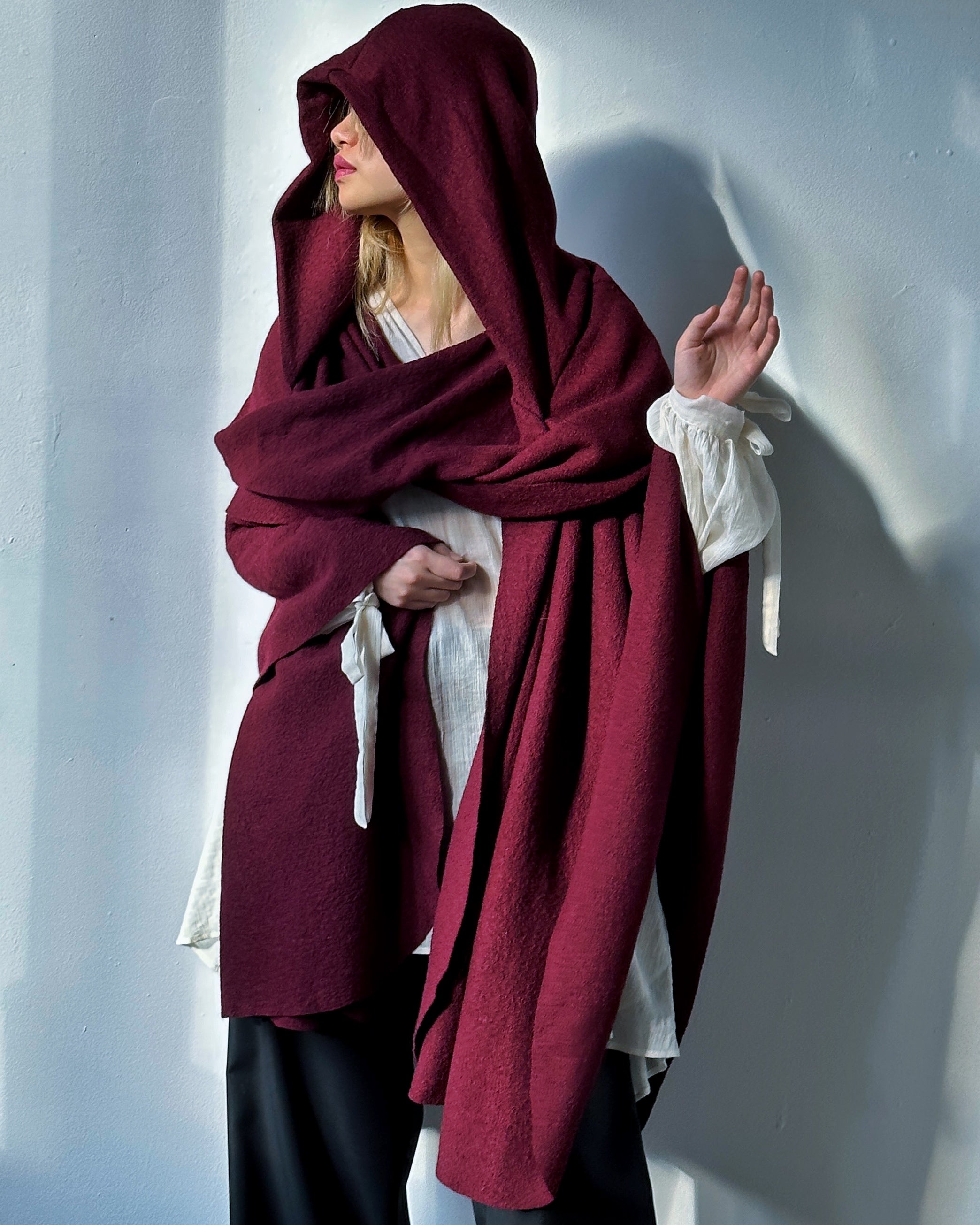 Mythic Cape in Oxblood Wool