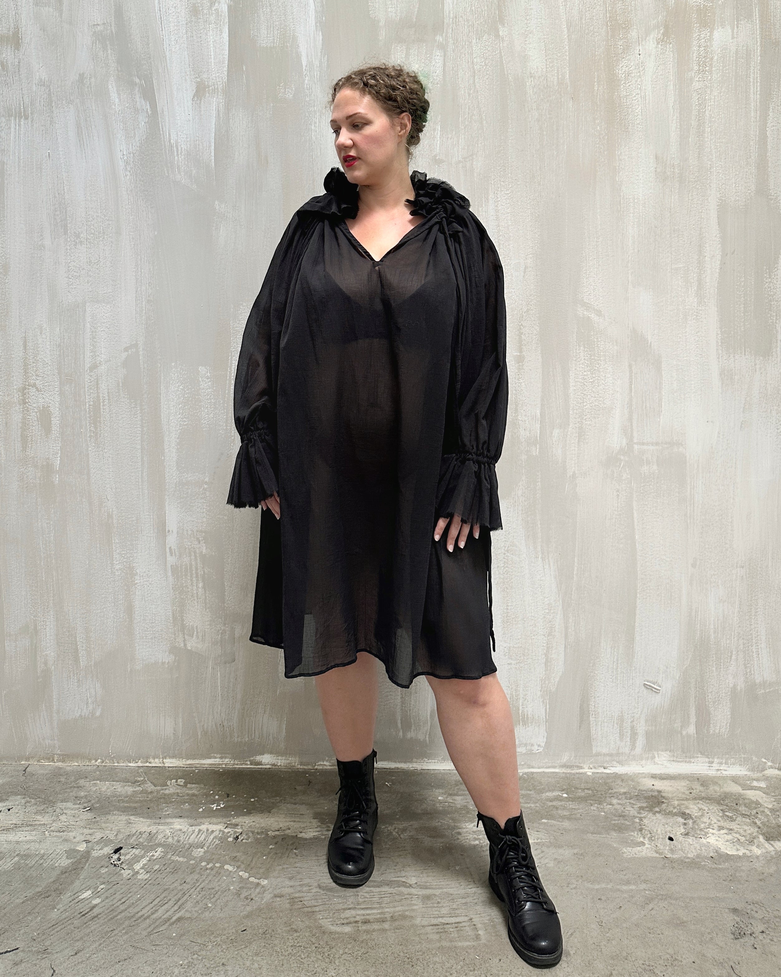 Alchemist Chemise in Black Cotton Gauze