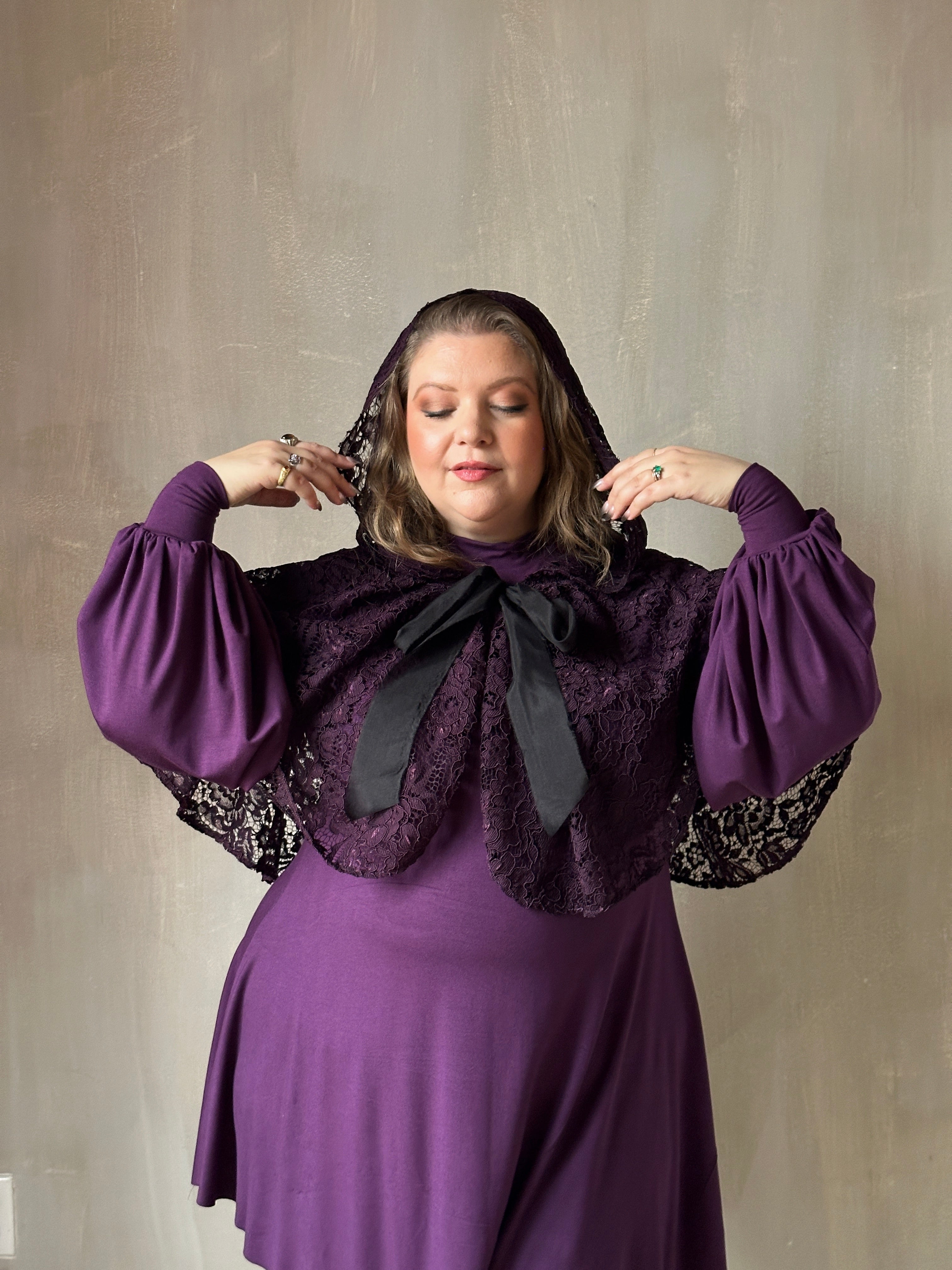 Holiday '24: Bishop Sleeve Mini Dress in Nightshade Purple (Pre-Order)