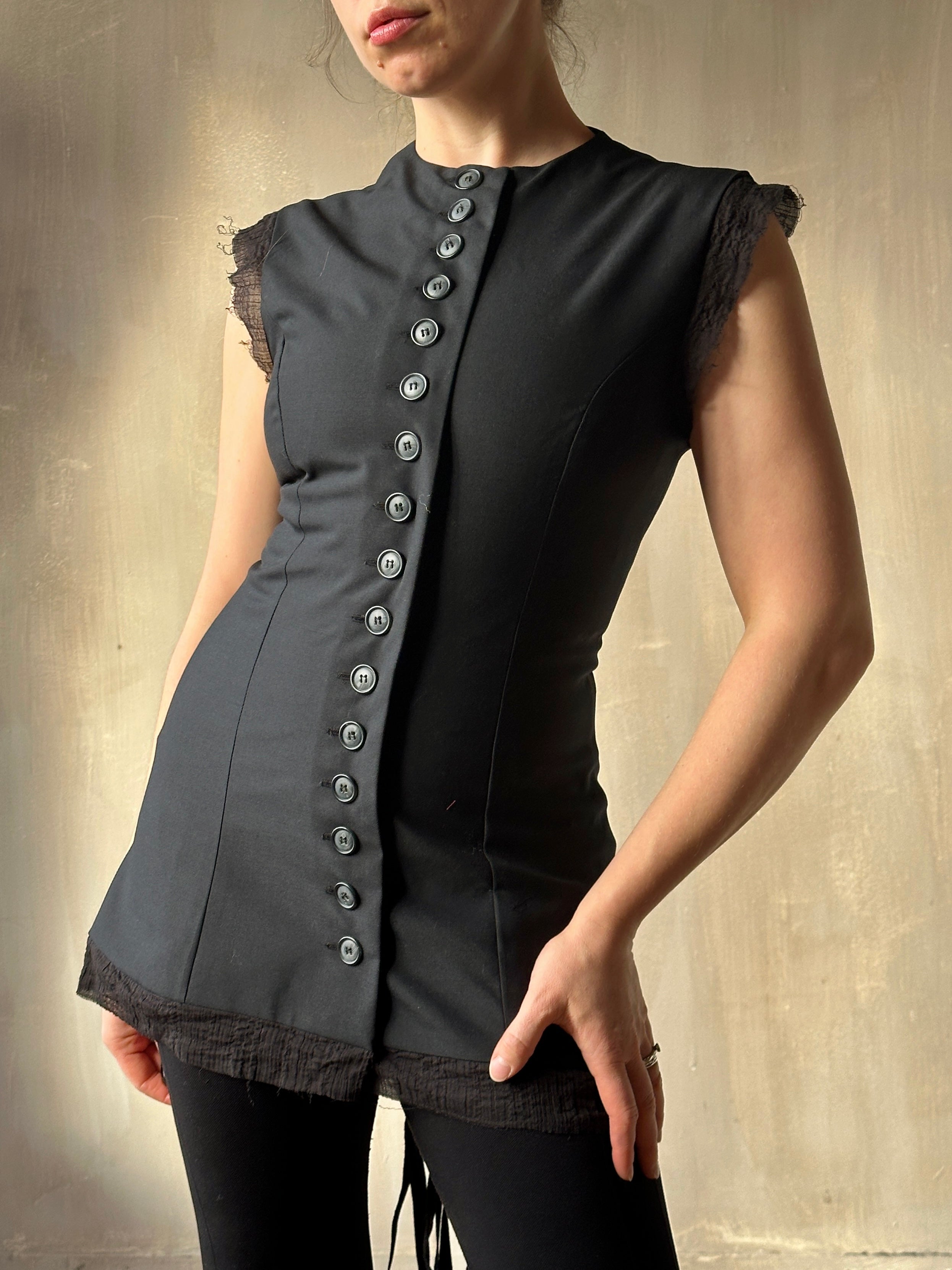 FW'24: Long Button-Front Tails Vest in Wool (In Stock)