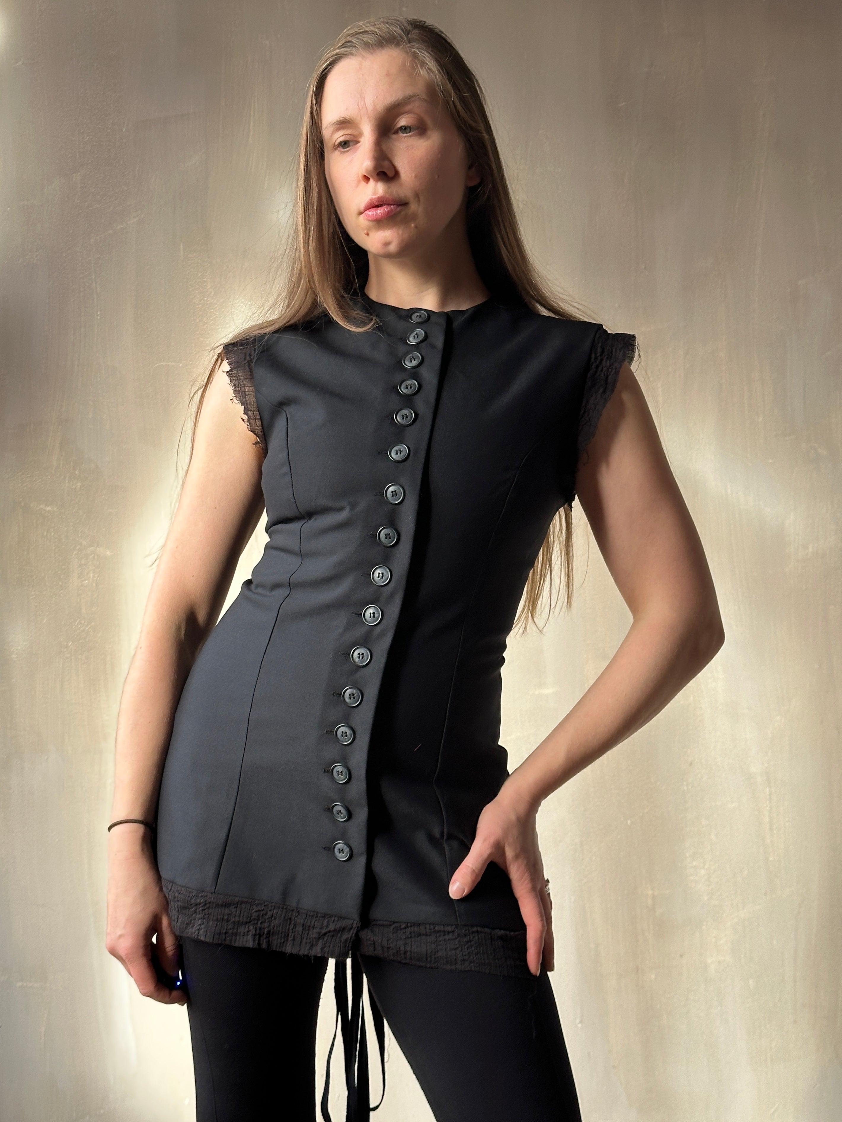 FW'24: Long Button-Front Tails Vest in Wool (In Stock)