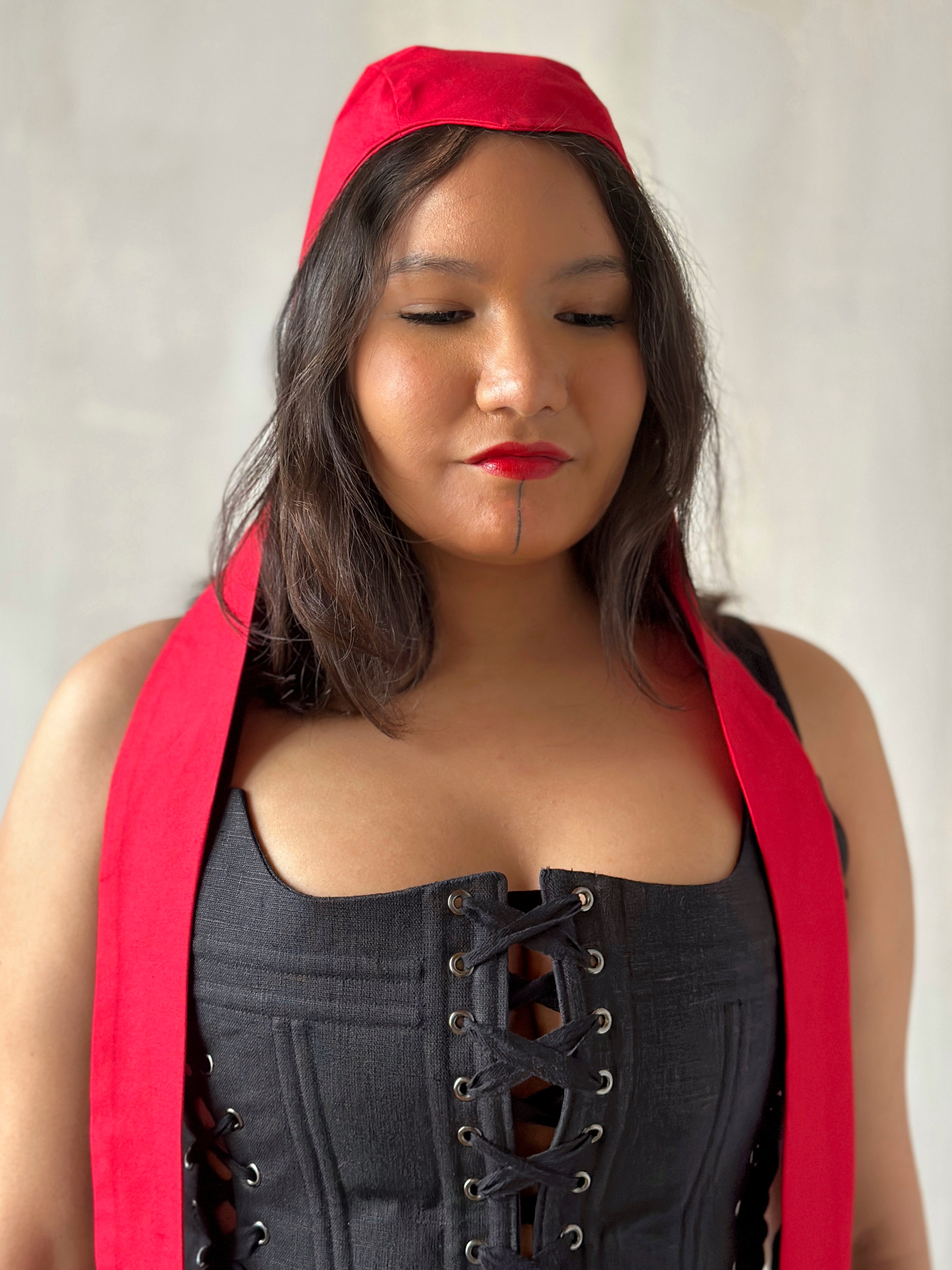 Red Aviator Cap with Ties (Made-to-Order)