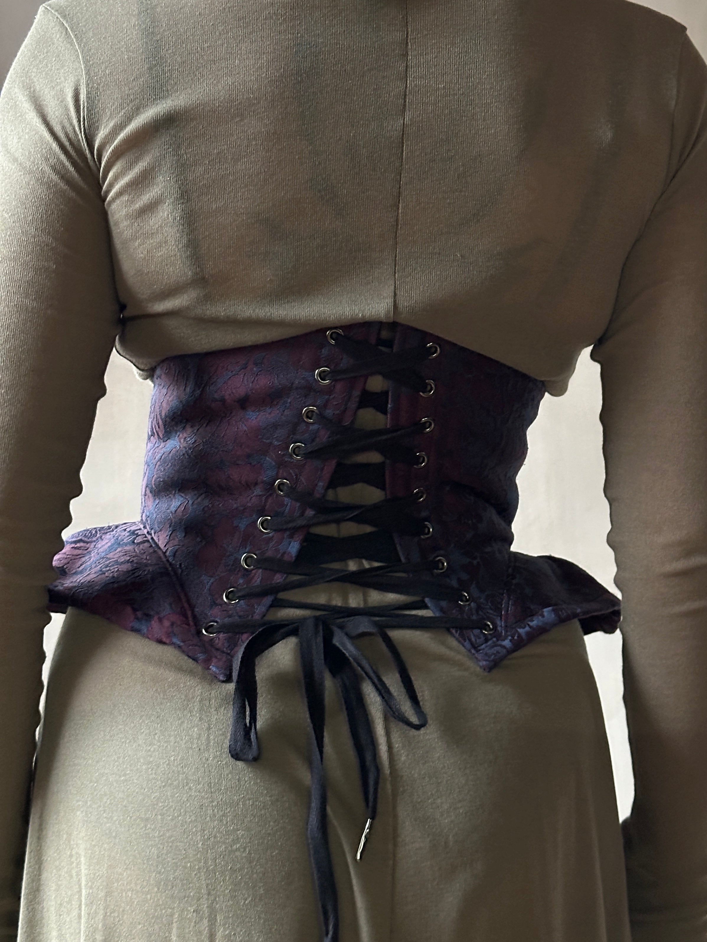 FW'24: Underbust Pannier Corset in "Aegean Floral" Silk (Pre-Order, Limited Edition)