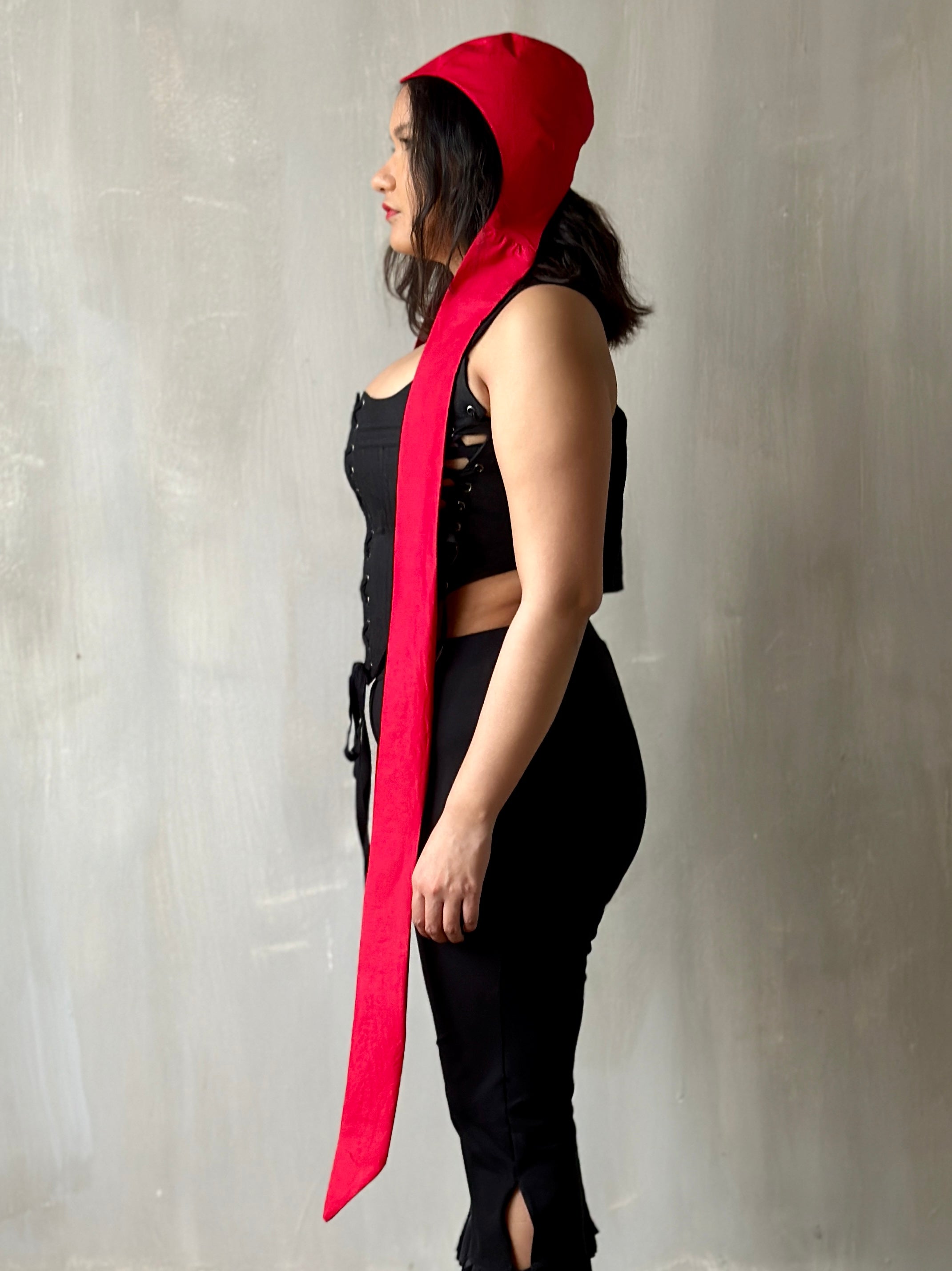 Red Aviator Cap with Ties (Made-to-Order)