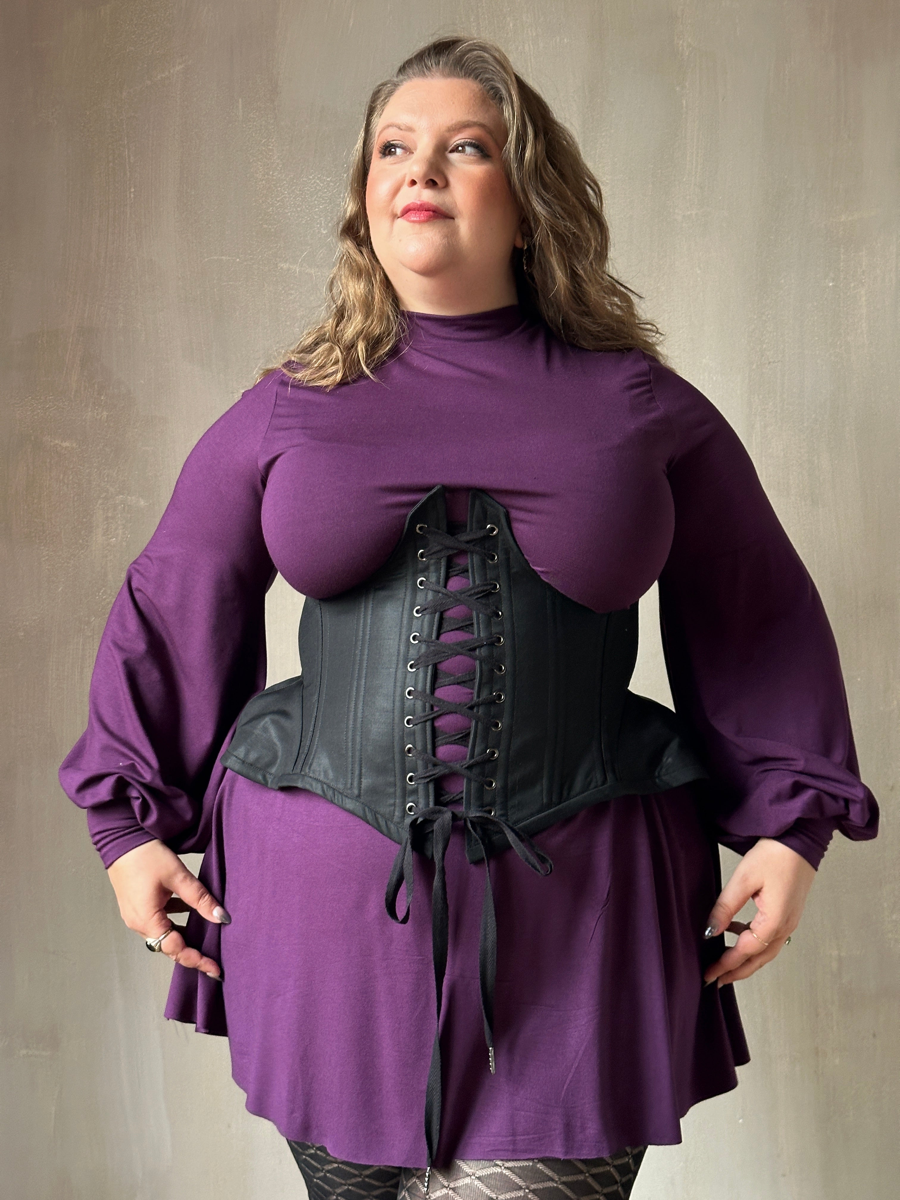 Holiday '24: Bishop Sleeve Mini Dress in Nightshade Purple (Pre-Order)