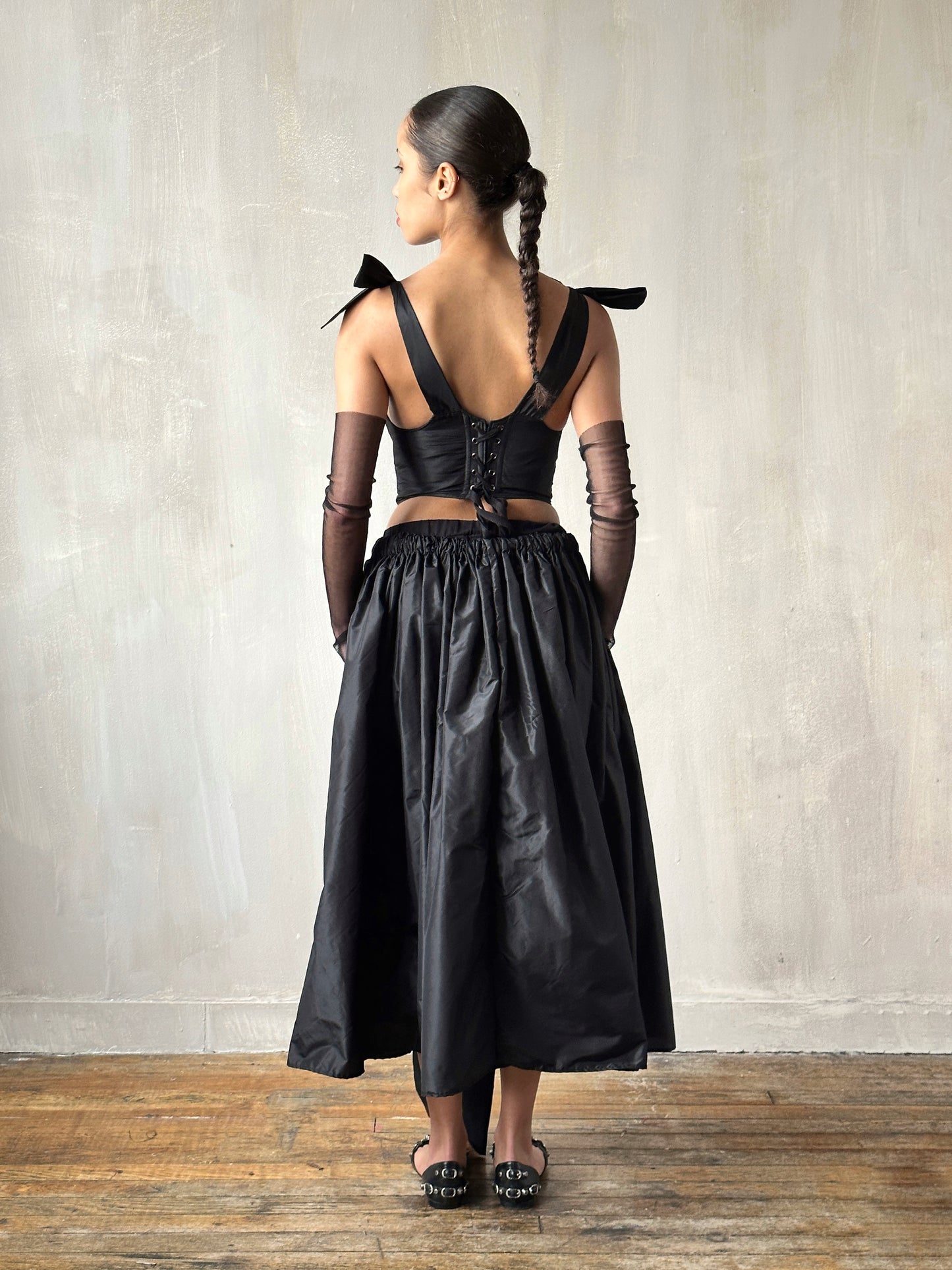 Spring '24 Diamond Demon Stays and Skirt in Black Silk (Limited Edition, Pre-Order)