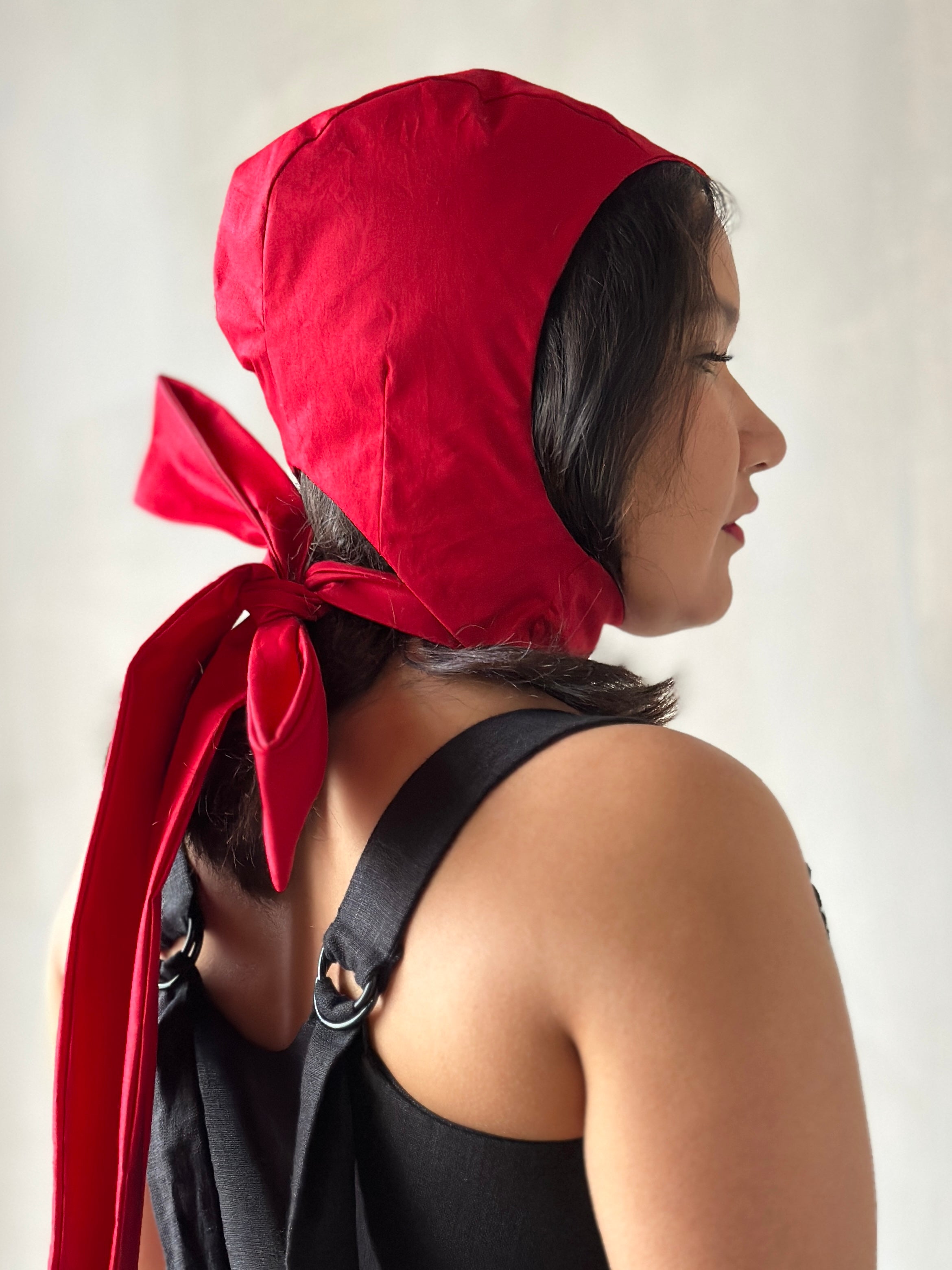 Red Aviator Cap with Ties (Made-to-Order)
