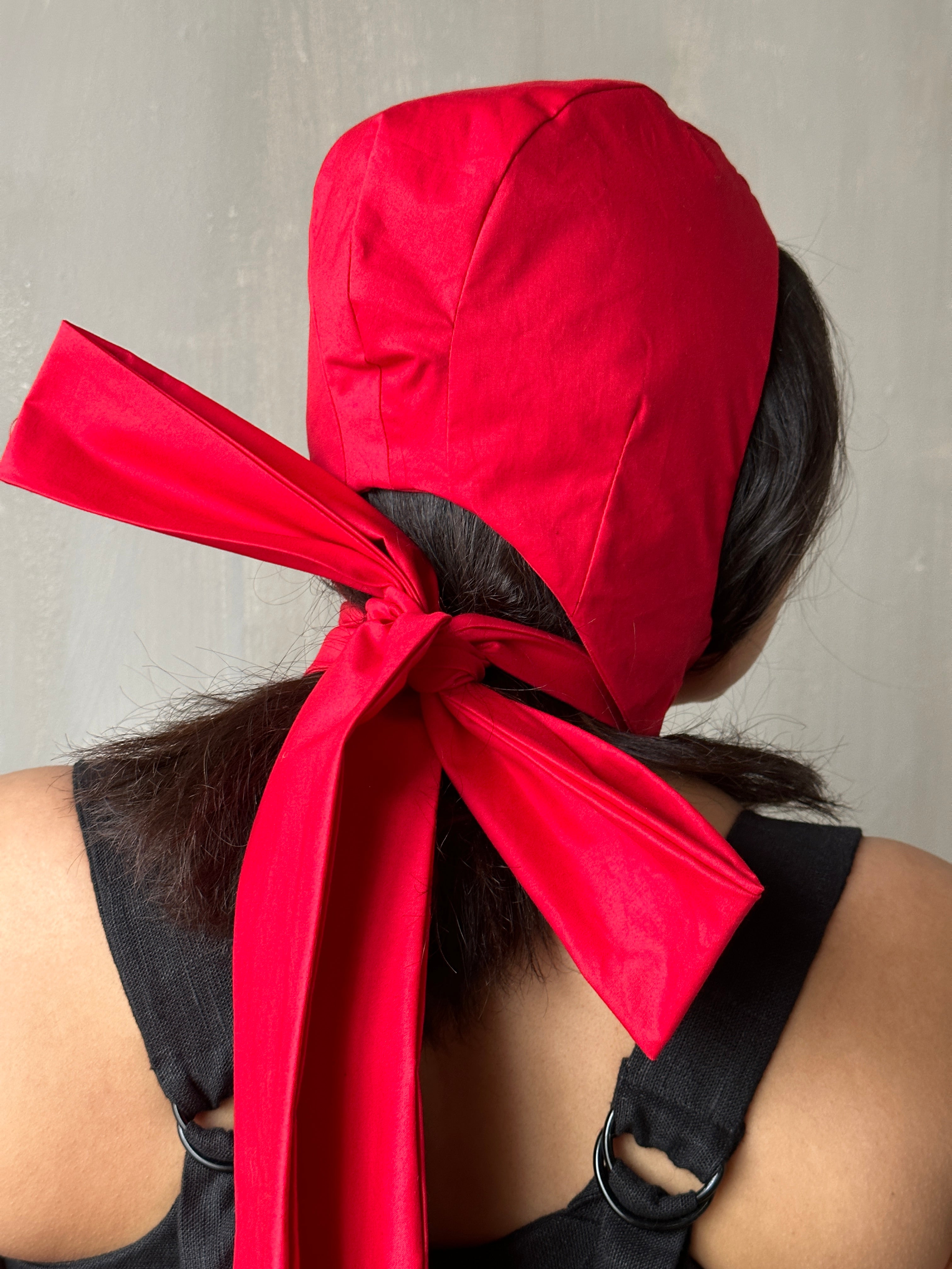 Red Aviator Cap with Ties (Made-to-Order)