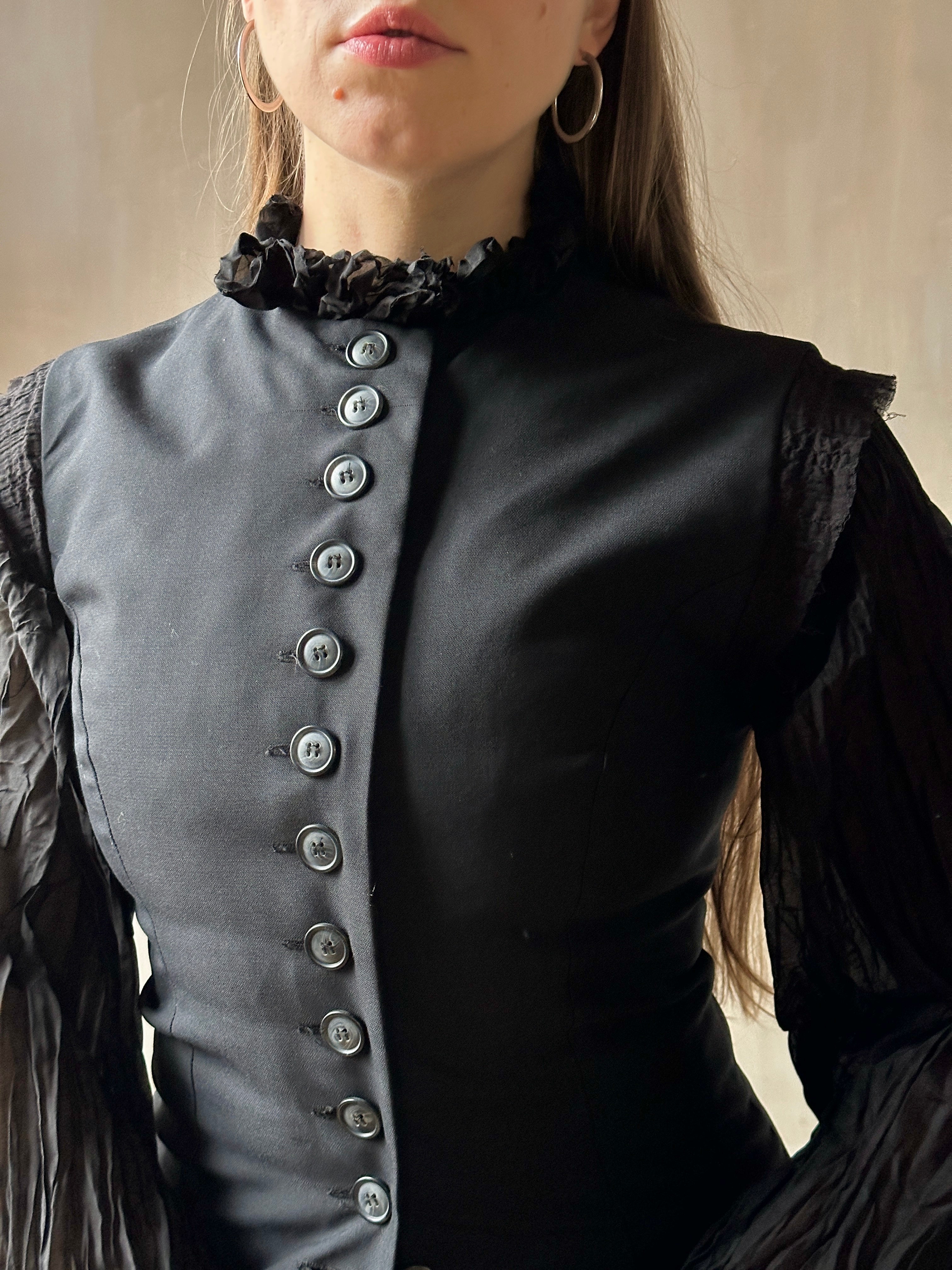 FW'24: Long Button-Front Tails Vest in Wool (In Stock)