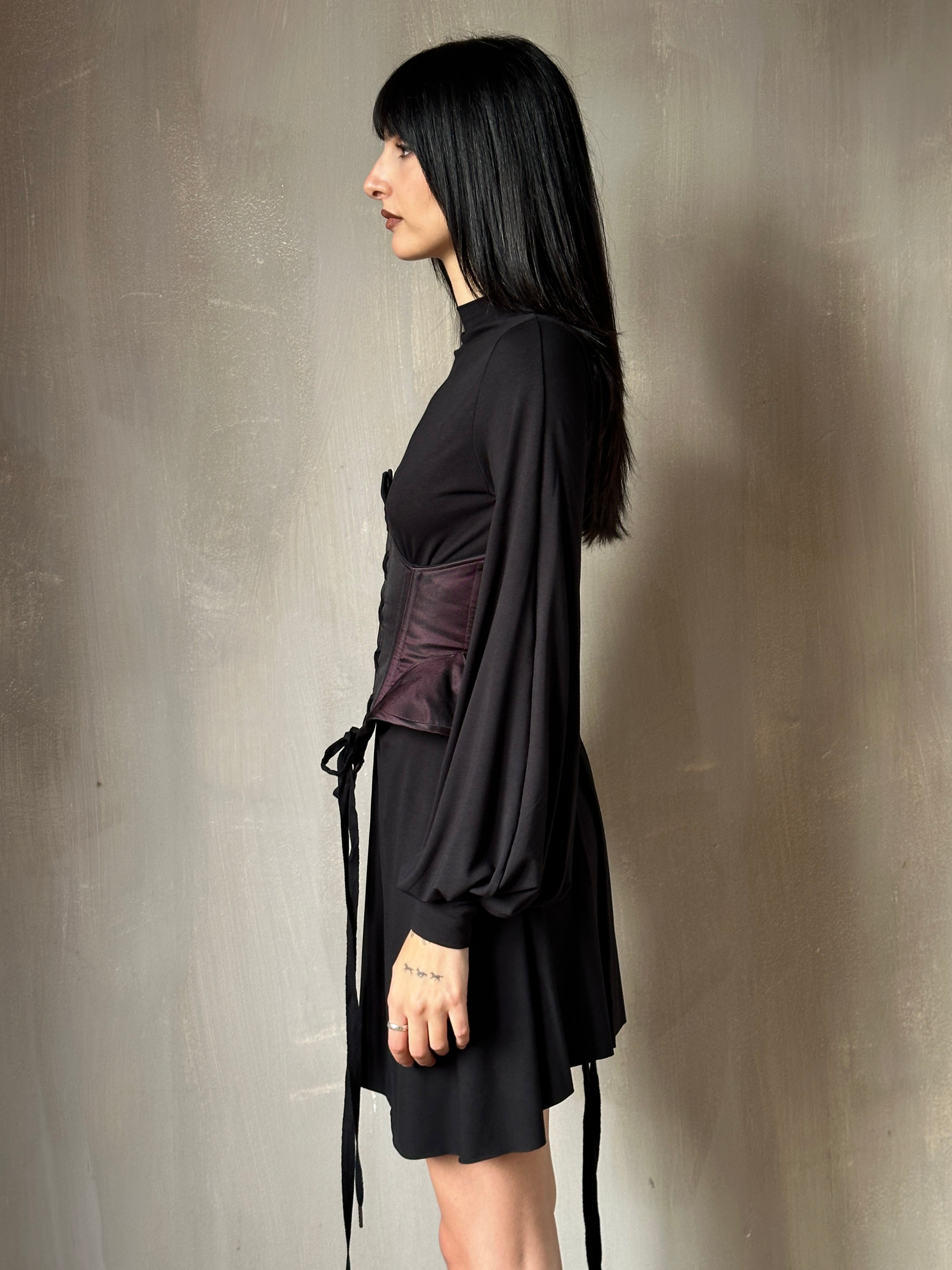 Bishop Sleeve Mini Dress in Black Bishop Sleeve Mini Dress in Black