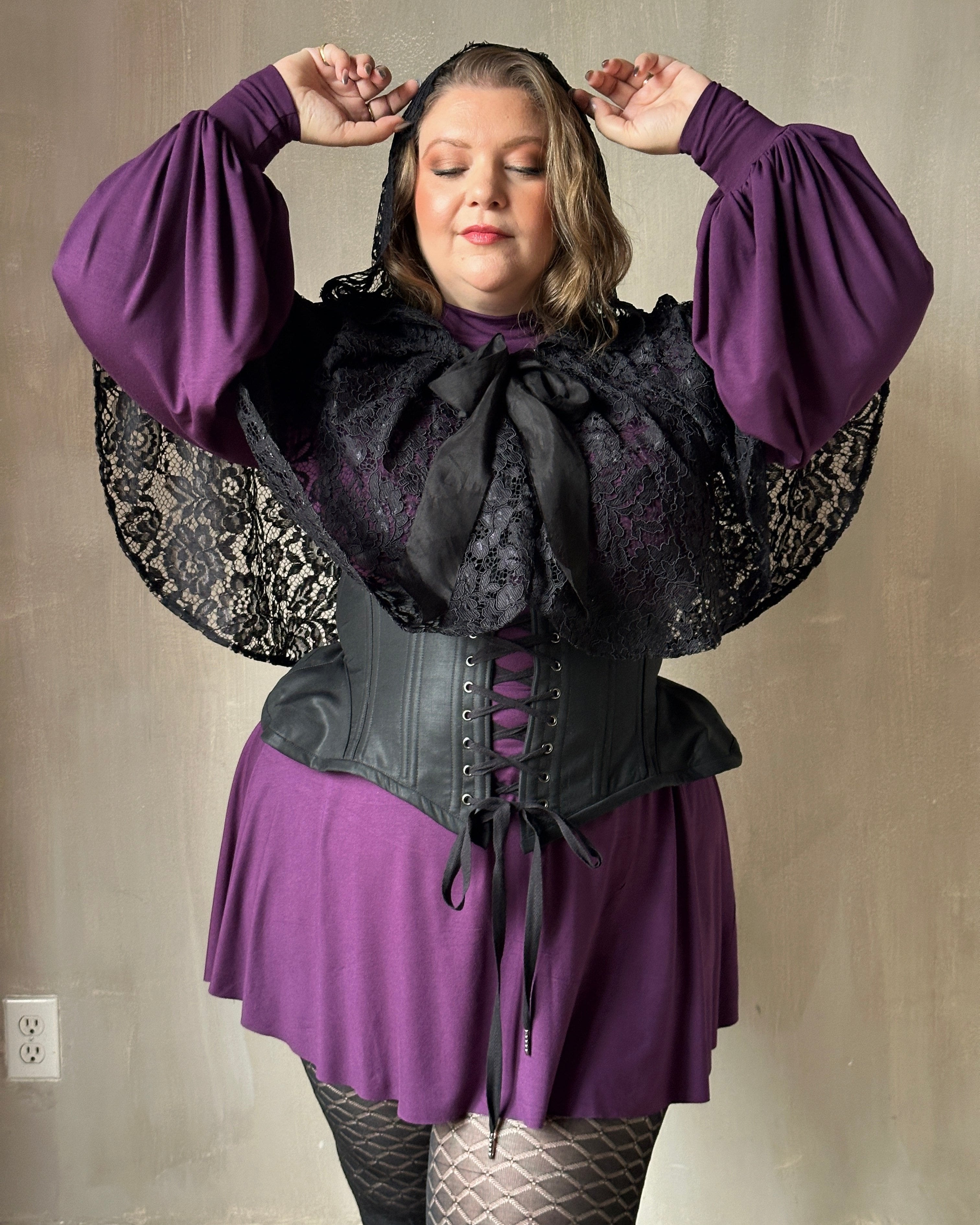 Holiday ‘24: Hooded Capelet in Mourning Lace, Black (In Stock)