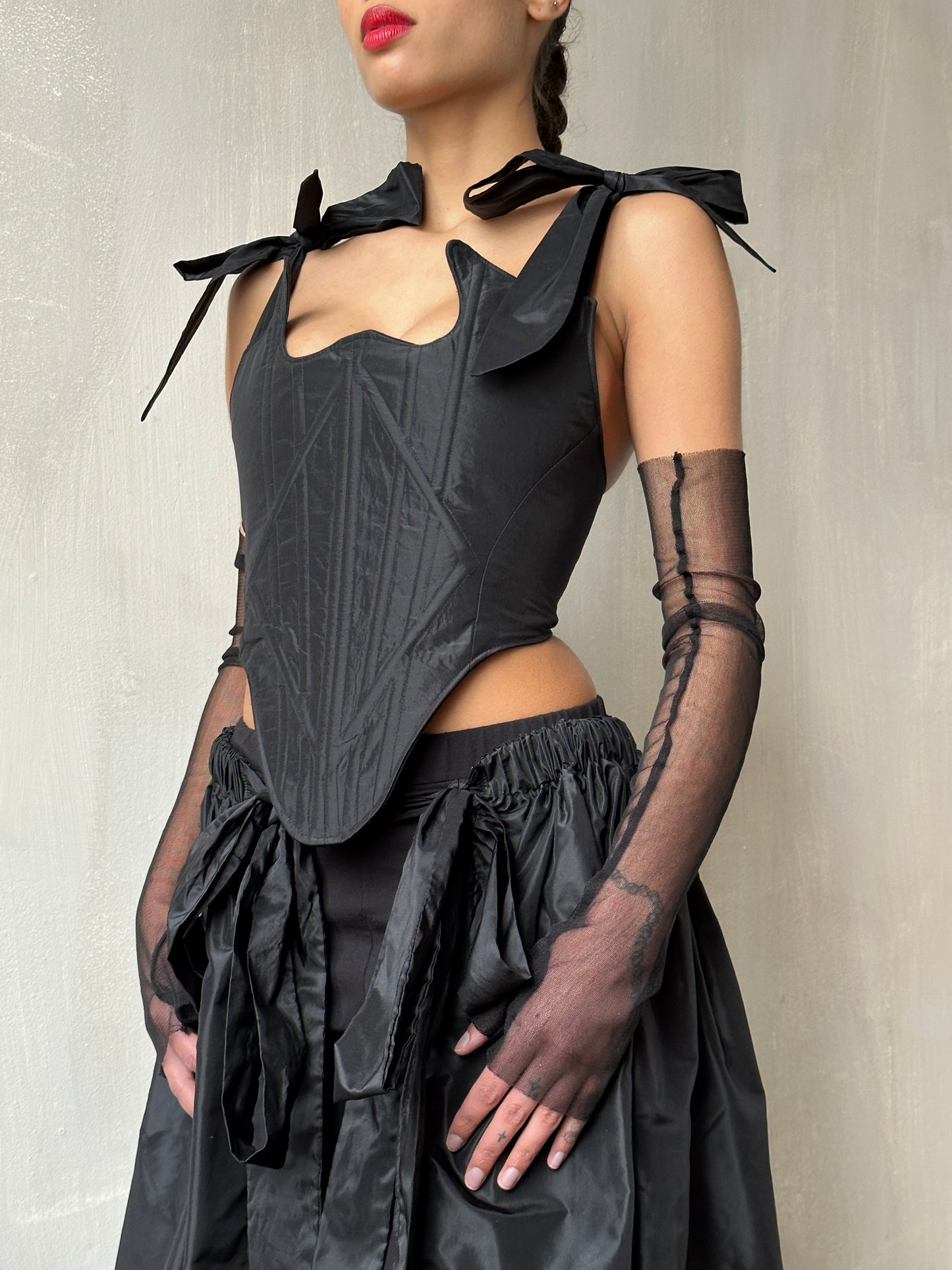 Spring '24 Diamond Demon Stays and Skirt in Black Silk (Limited Edition, Pre-Order)