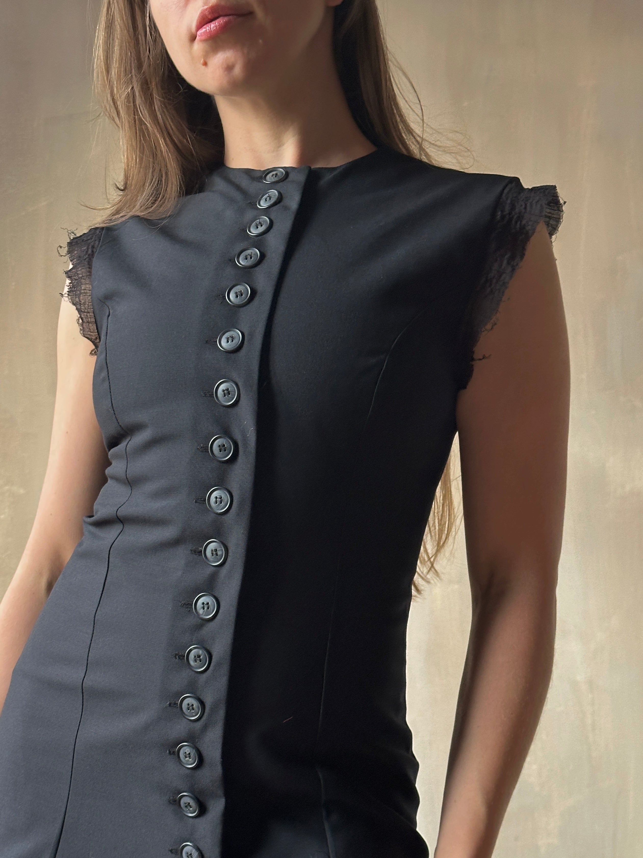 FW'24: Long Button-Front Tails Vest in Wool FW'24: Long Button-Front Tails Vest in Wool