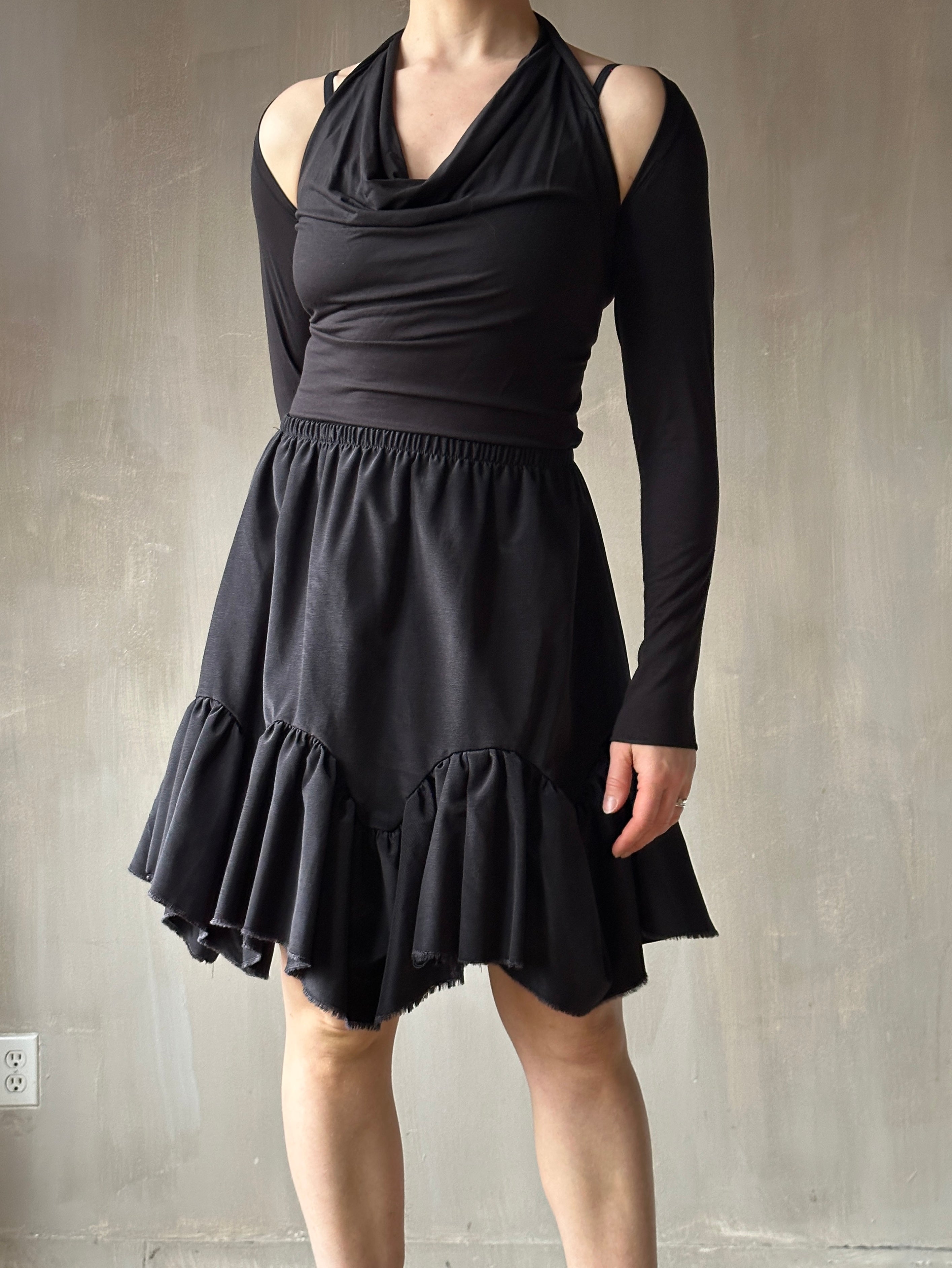 Petticoat Kilt in Black Twill Taffeta (In Stock) * Petticoat Kilt in Black Twill Taffeta (In Stock) *