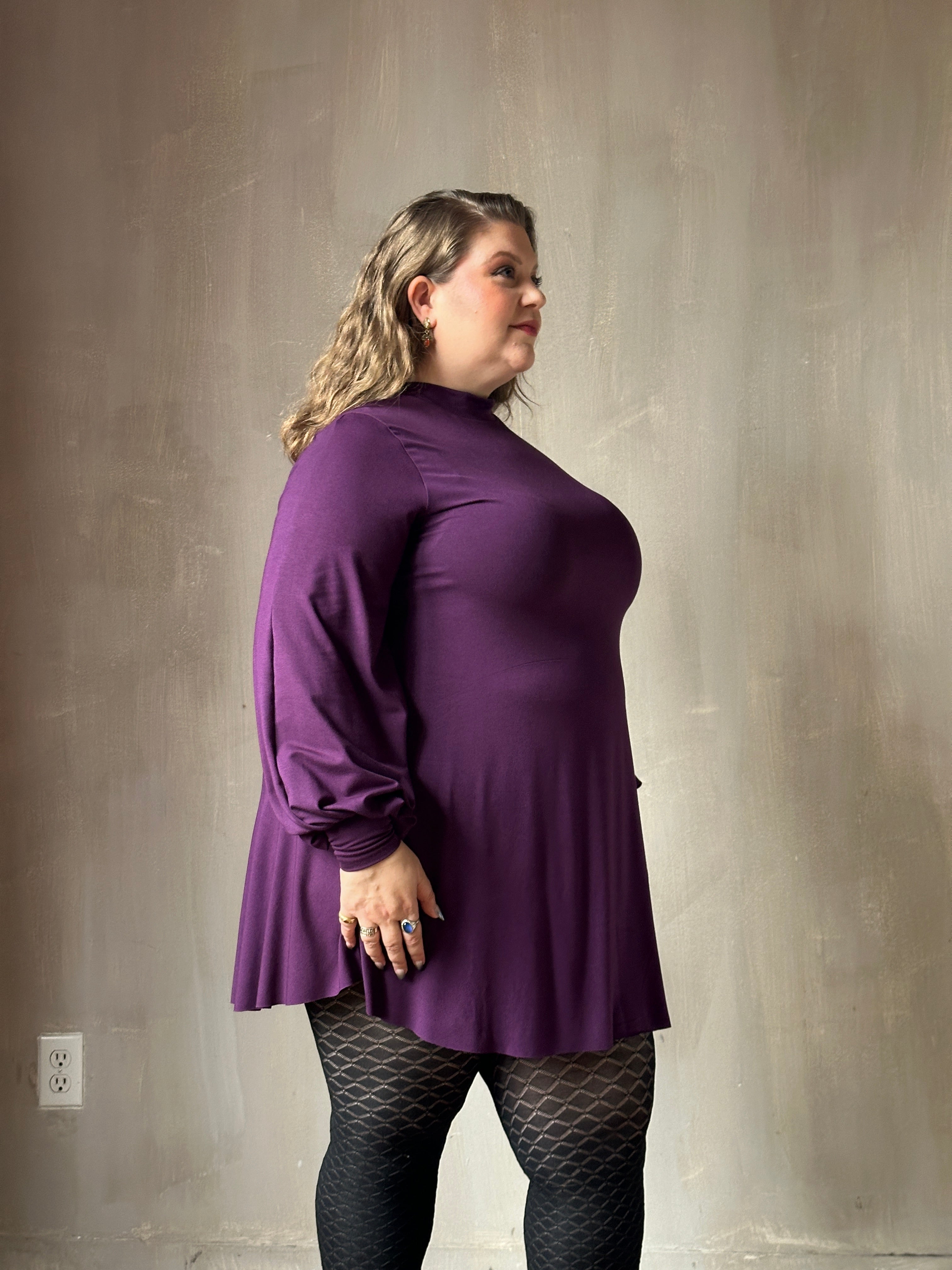 Holiday '24: Bishop Sleeve Mini Dress in Nightshade Purple Holiday '24: Bishop Sleeve Mini Dress in Nightshade Purple