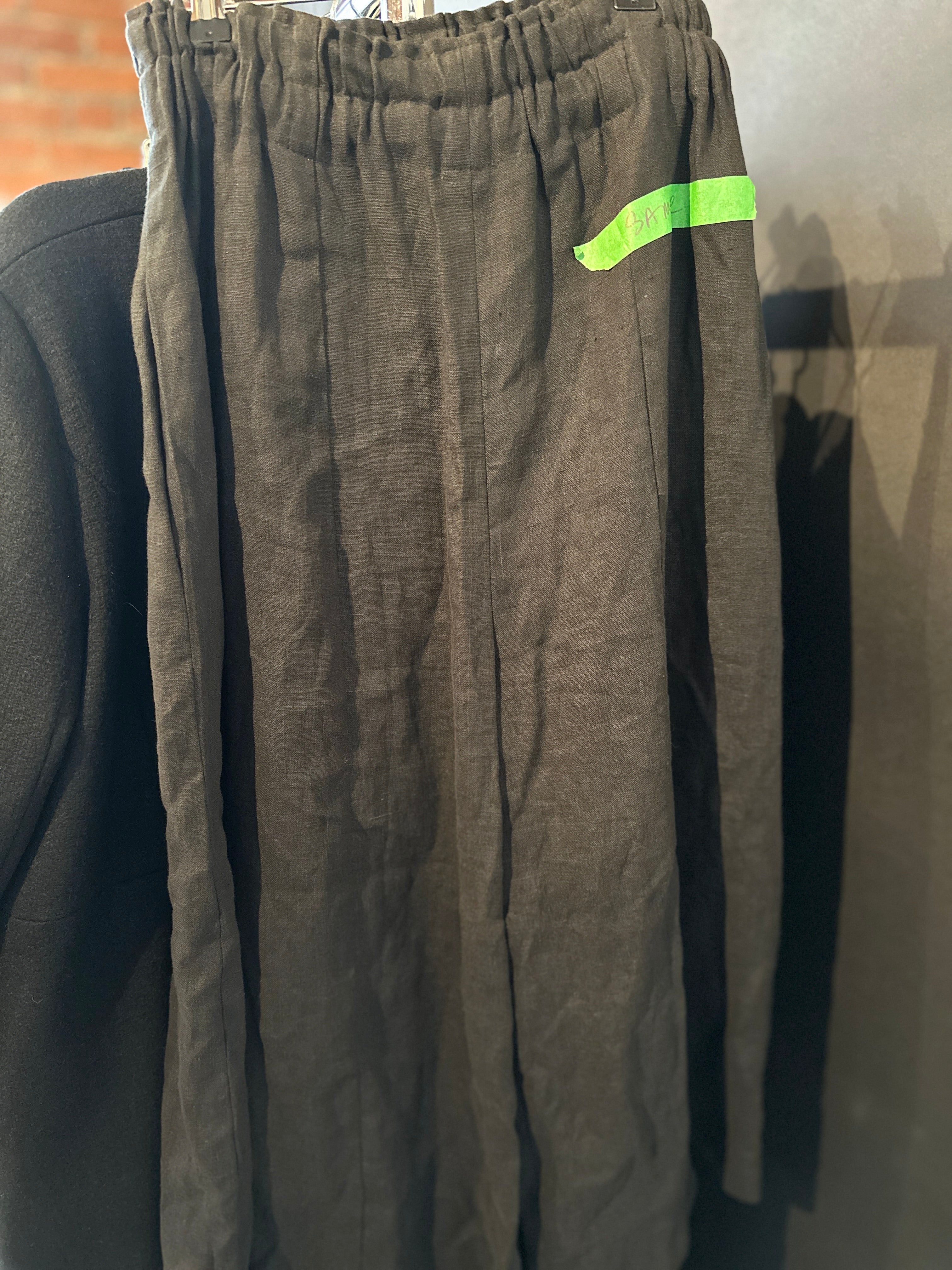 Wide Leg Linen Trousers (Soft Black)
