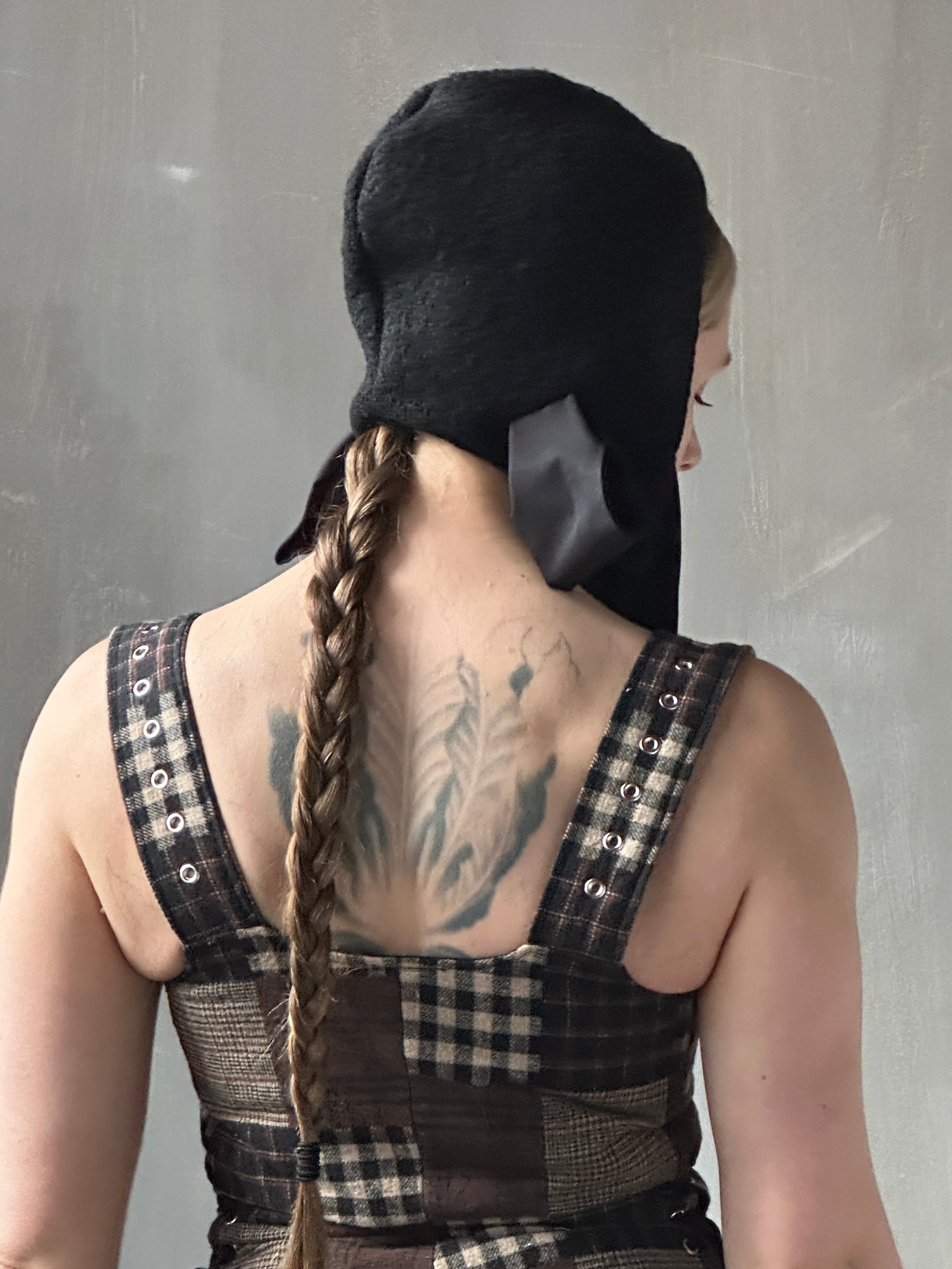Winter '26: Spangenhelm Bonnet in Black Boiled Wool (Pre-Order)