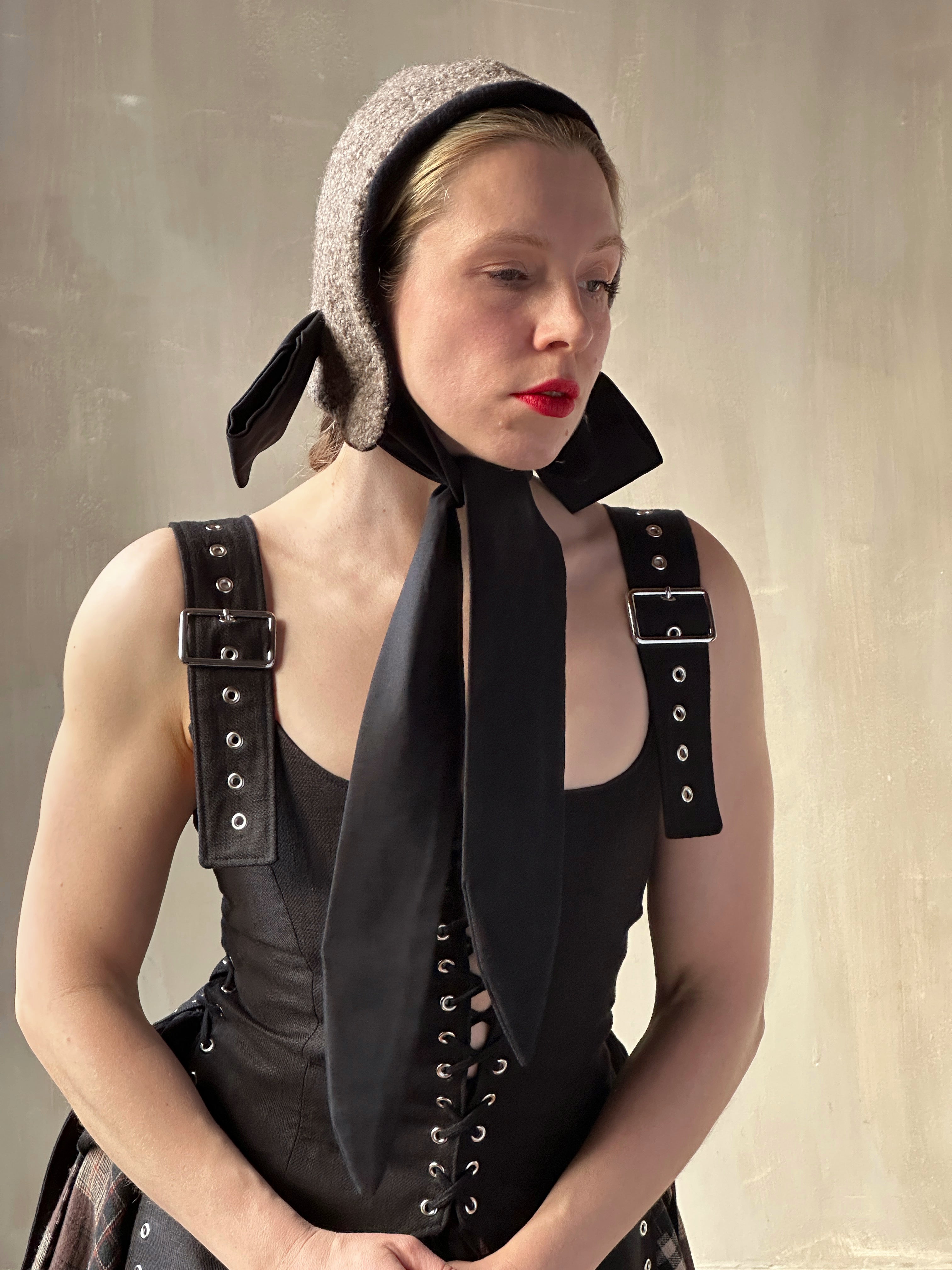 Winter '26: Spangenhelm Bonnet in Oatmeal Boiled Wool Pre-Order)