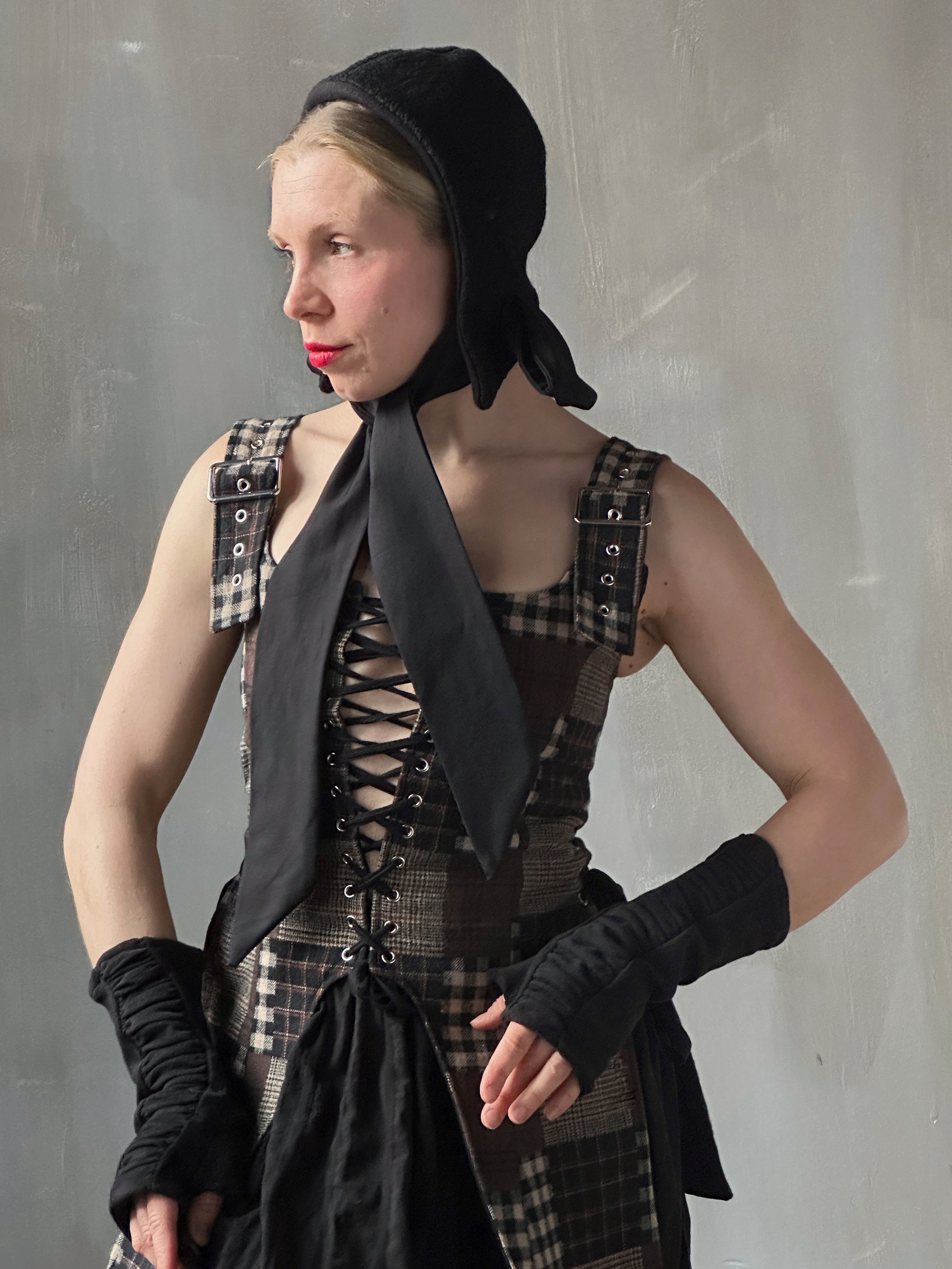 Winter '26: Spangenhelm Bonnet in Black Boiled Wool (Pre-Order)