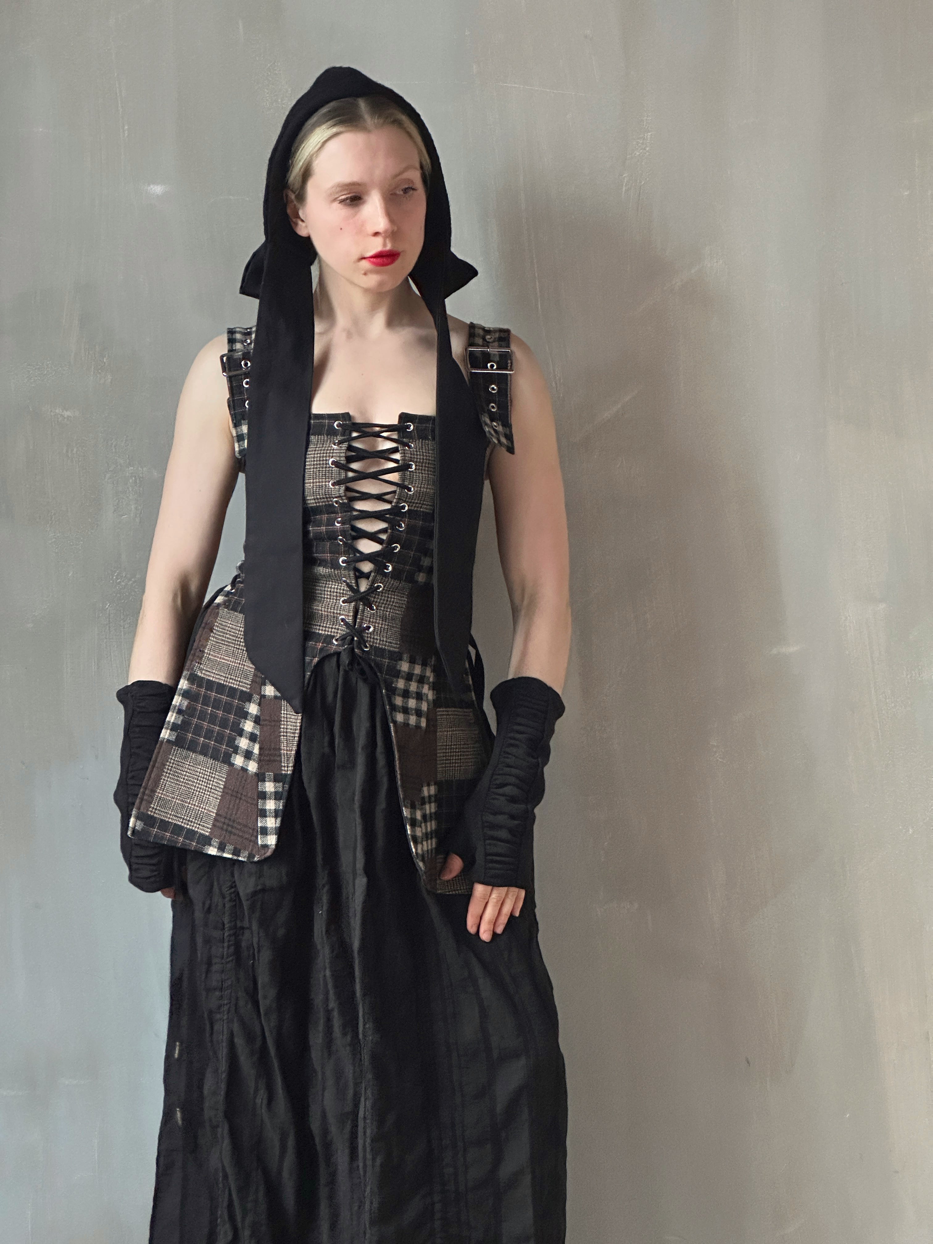 Winter '26: Pinafore Corset Vest in Plaid Patchwork Cotton (In Stock)