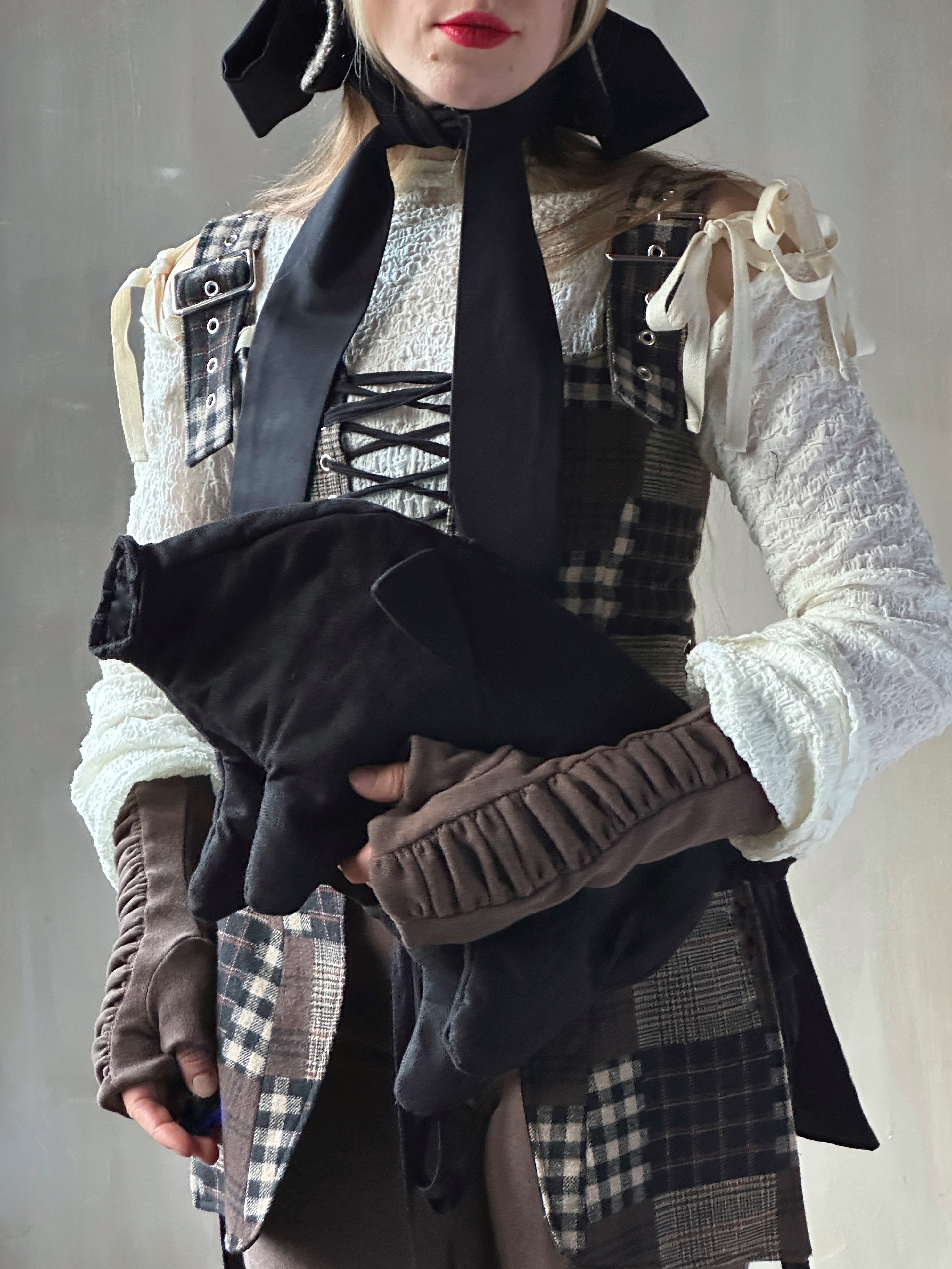 Winter '26: "Peggy" the Plush Pig Purse in Black Ramie Twill (Pre-Order)