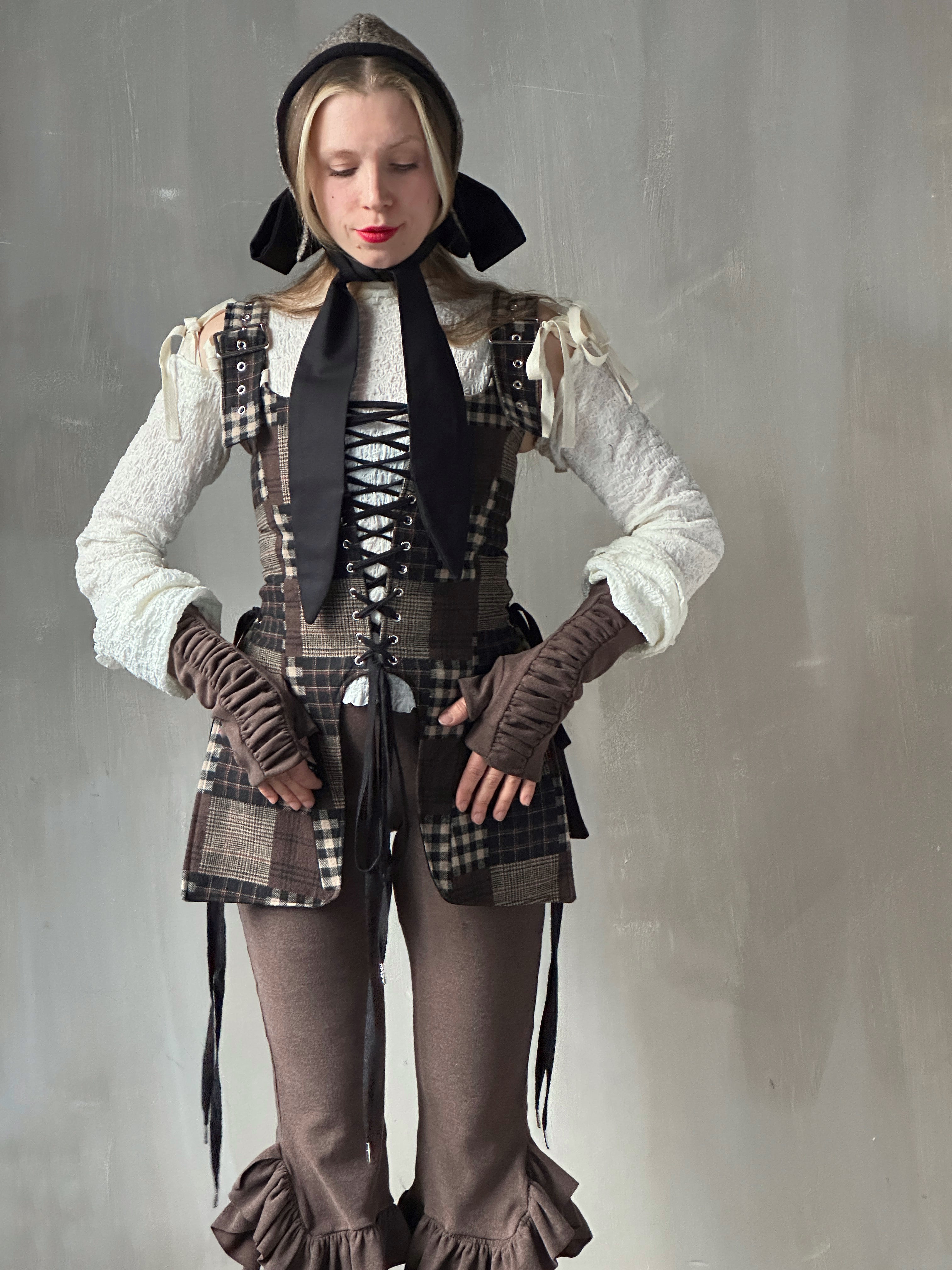 Winter '26: Pinafore Corset Vest in Plaid Patchwork Cotton (In Stock)