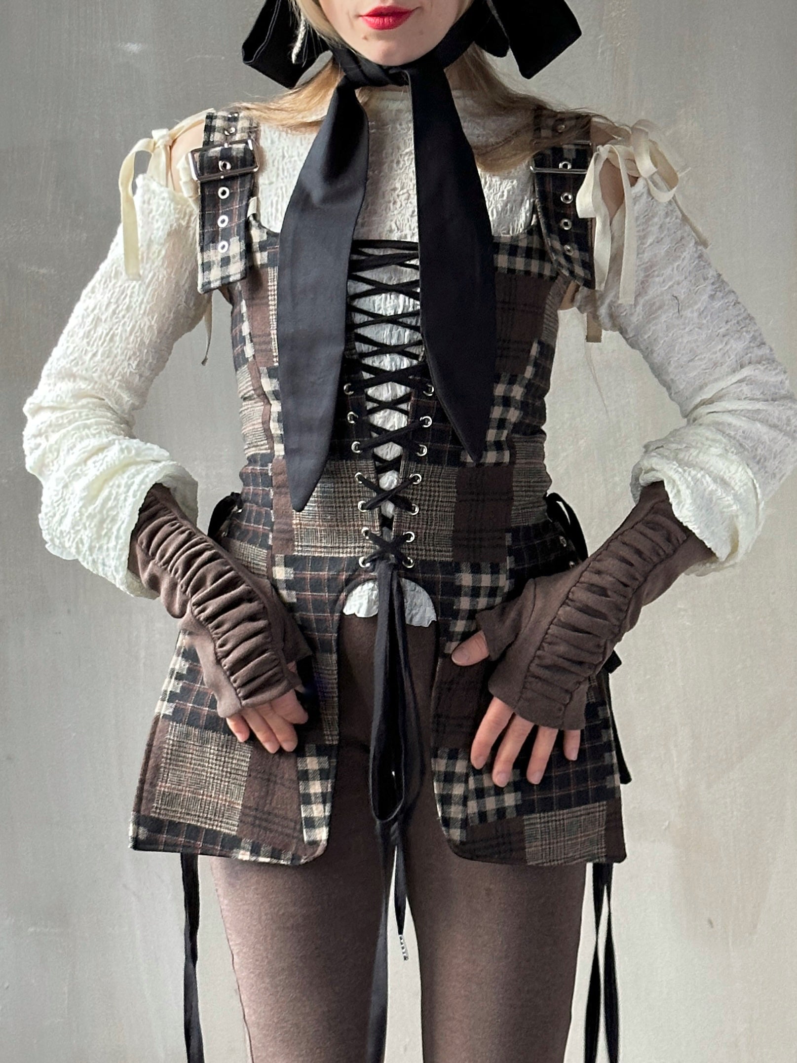 Winter '26: Pinafore Corset Vest in Plaid Patchwork Cotton (In Stock)