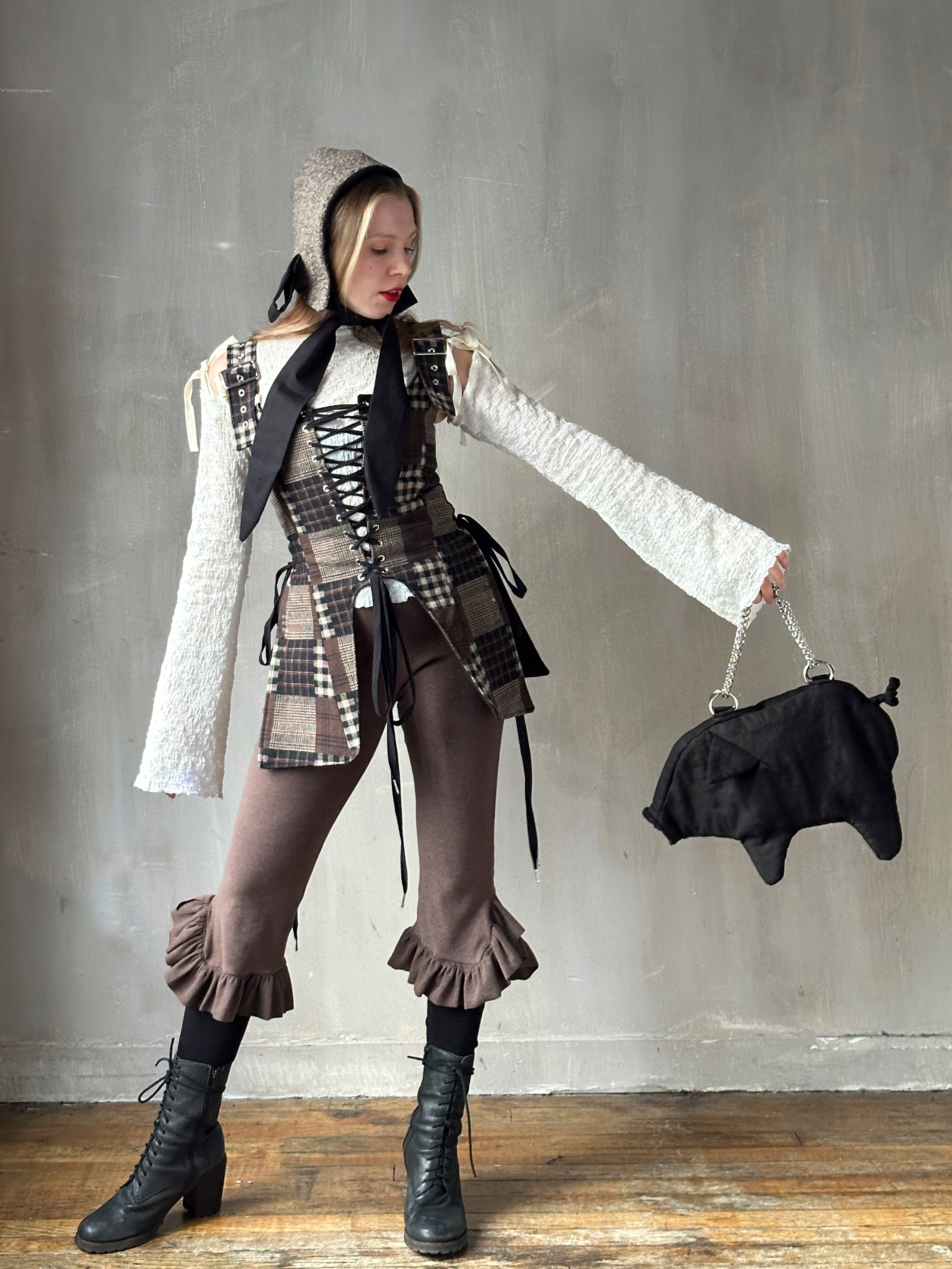Winter '26: Pinafore Corset Vest in Plaid Patchwork Cotton (In Stock)