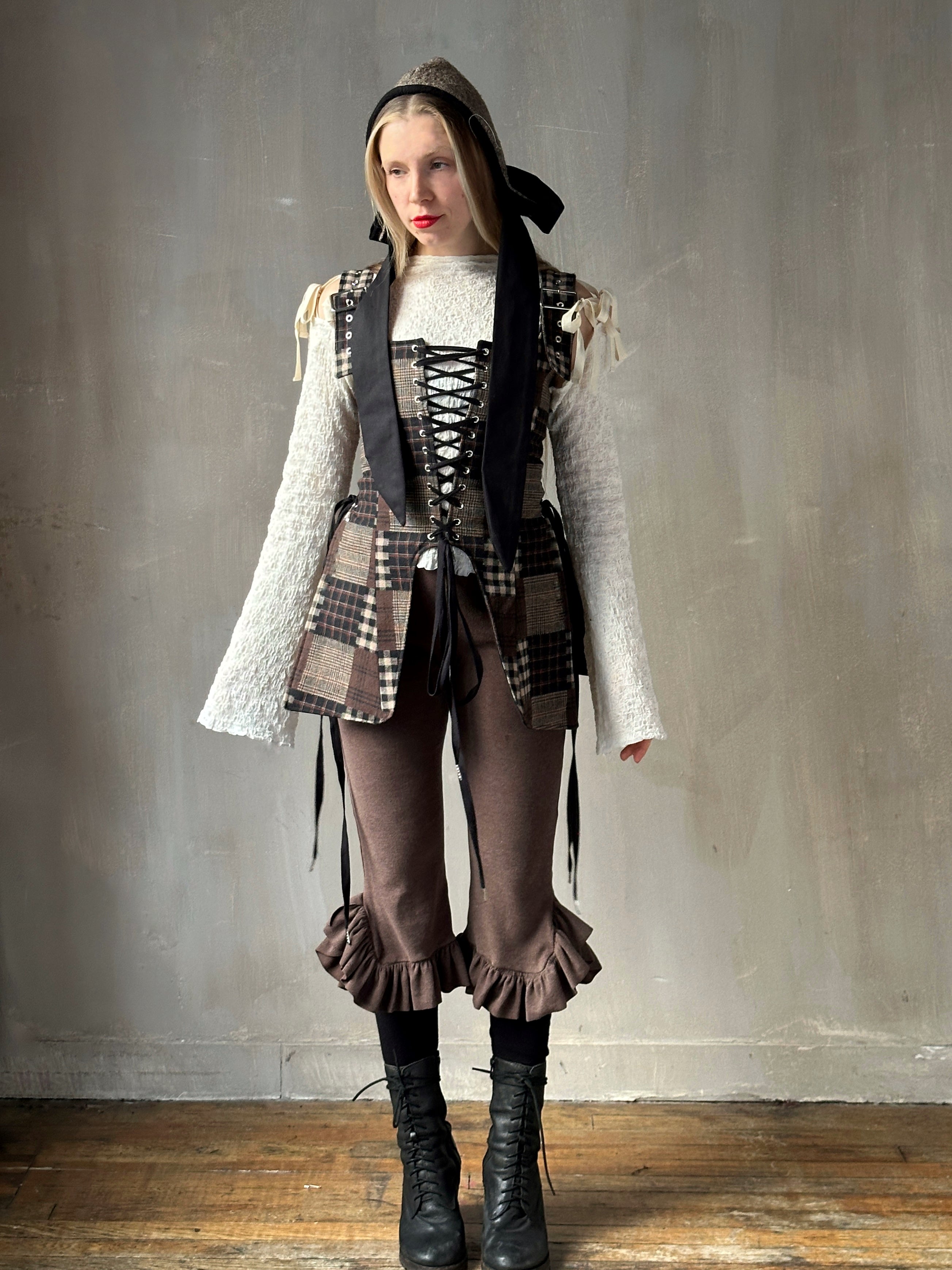 Winter '26: Pinafore Corset Vest in Plaid Patchwork Cotton (In Stock)