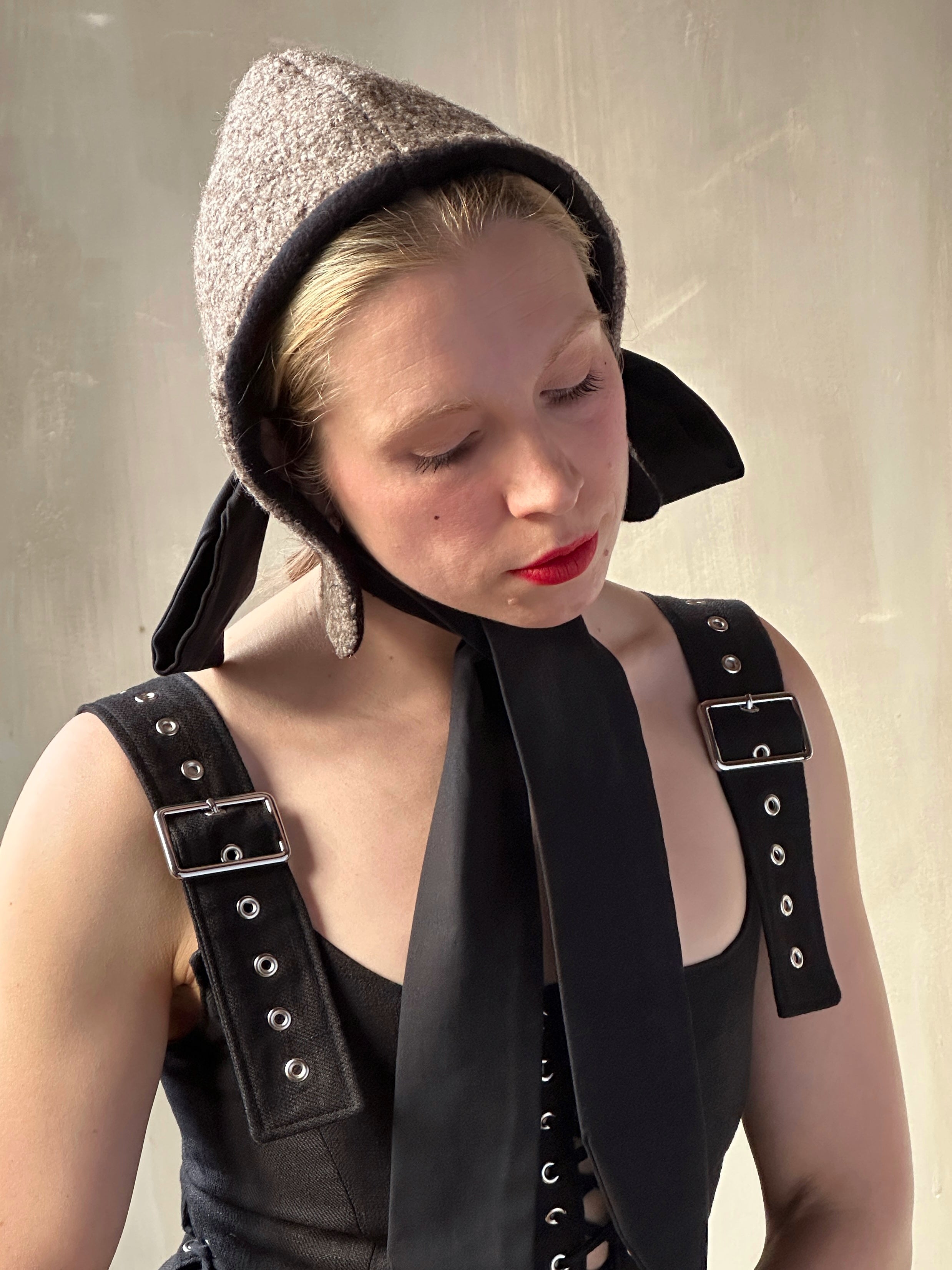 Winter '26: Spangenhelm Bonnet in Oatmeal Boiled Wool Pre-Order)