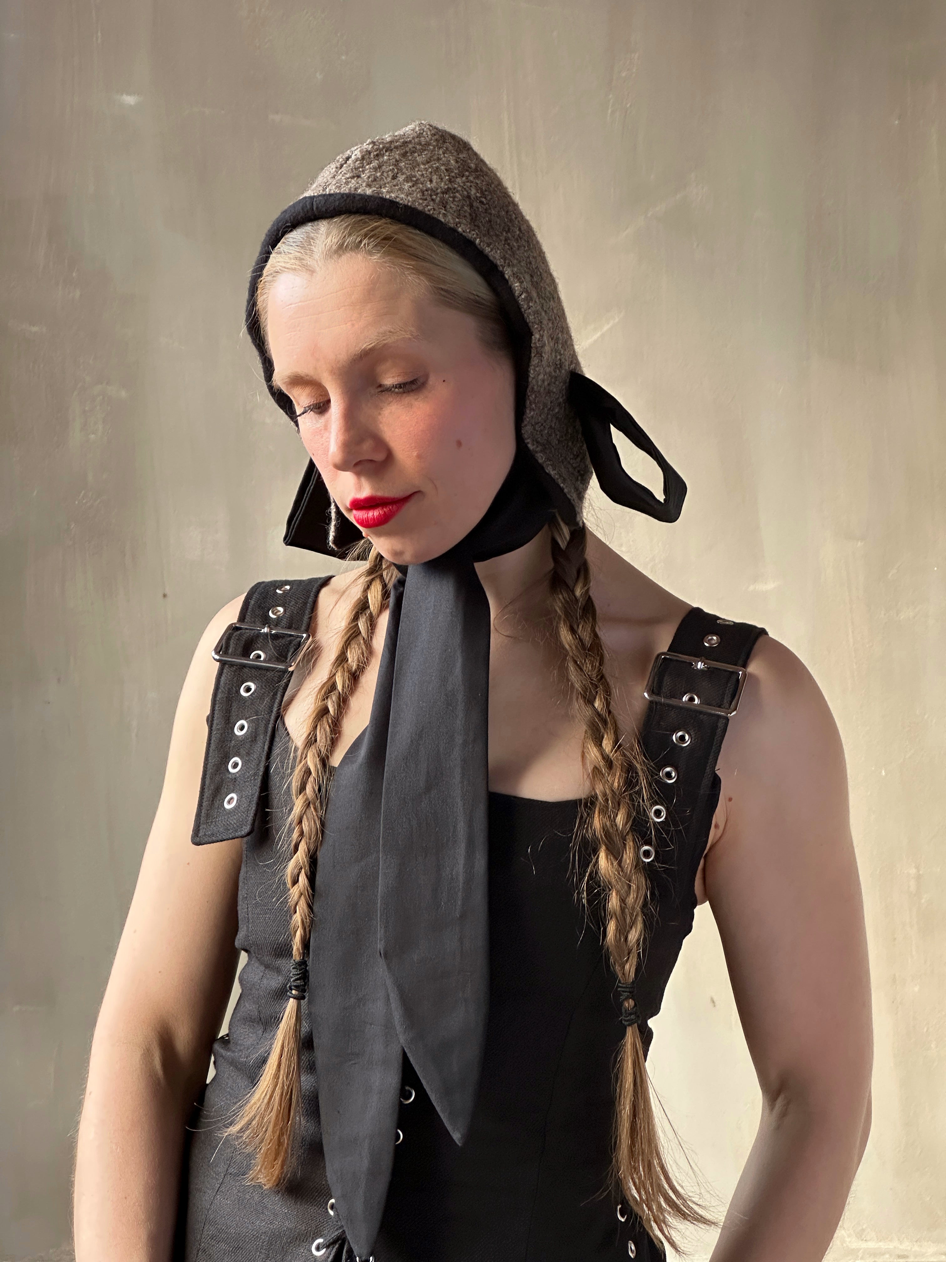 Winter '26: Spangenhelm Bonnet in Oatmeal Boiled Wool Pre-Order)