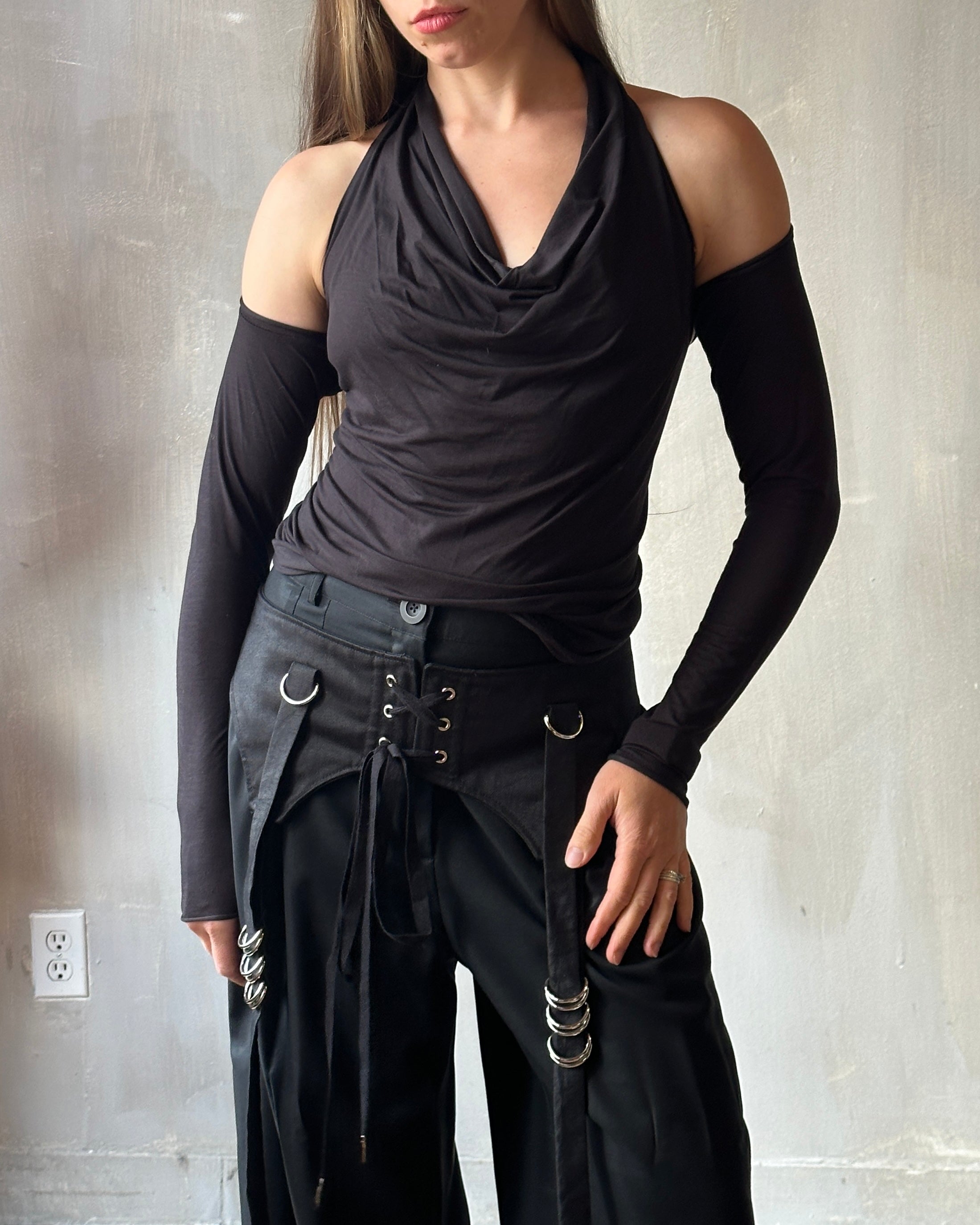 Wide Leg Trouser in Black Wool (Size III)