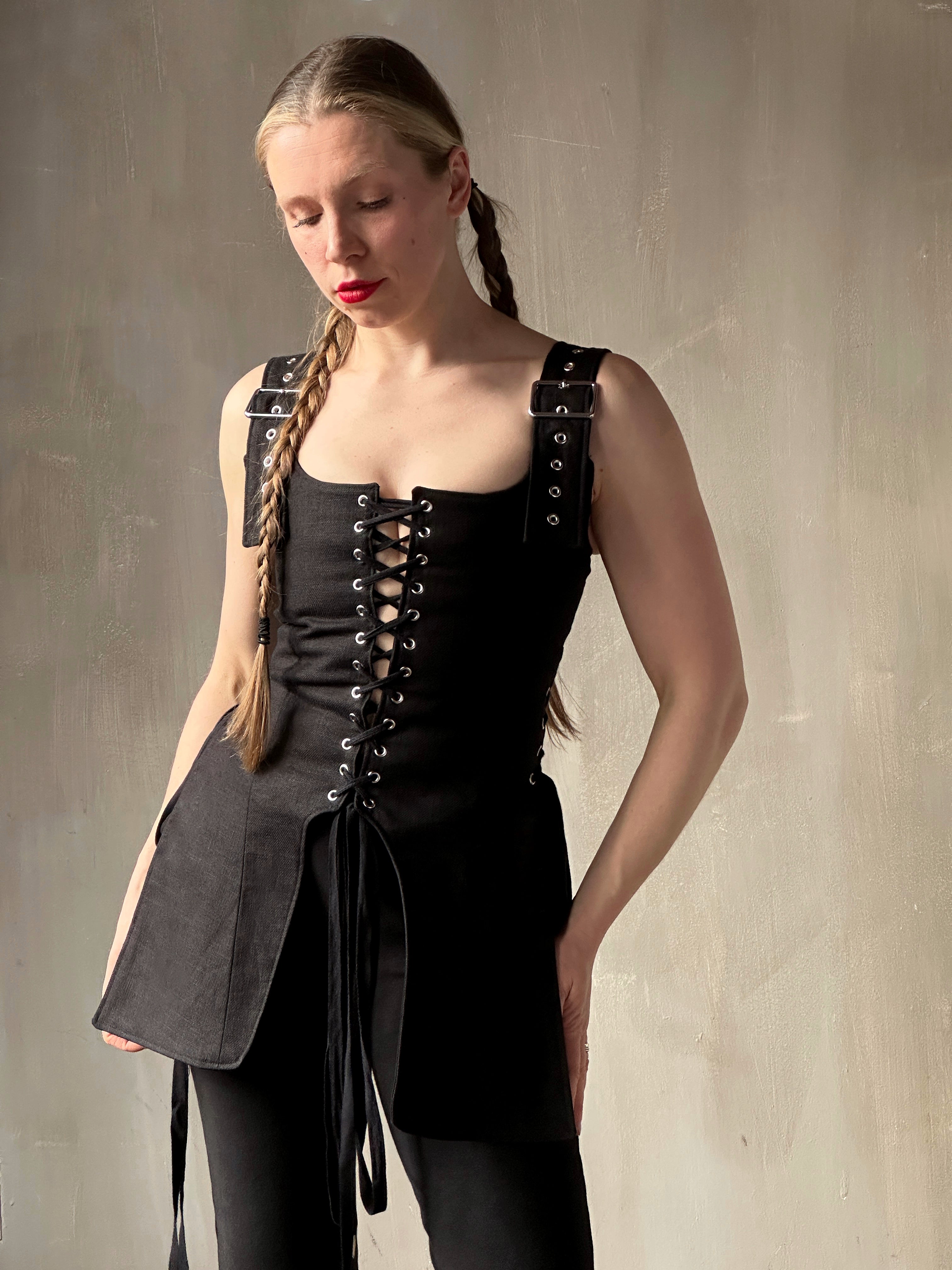 Winter '26: Pinafore Corset Vest in Ramie Twill (Pre-Order)