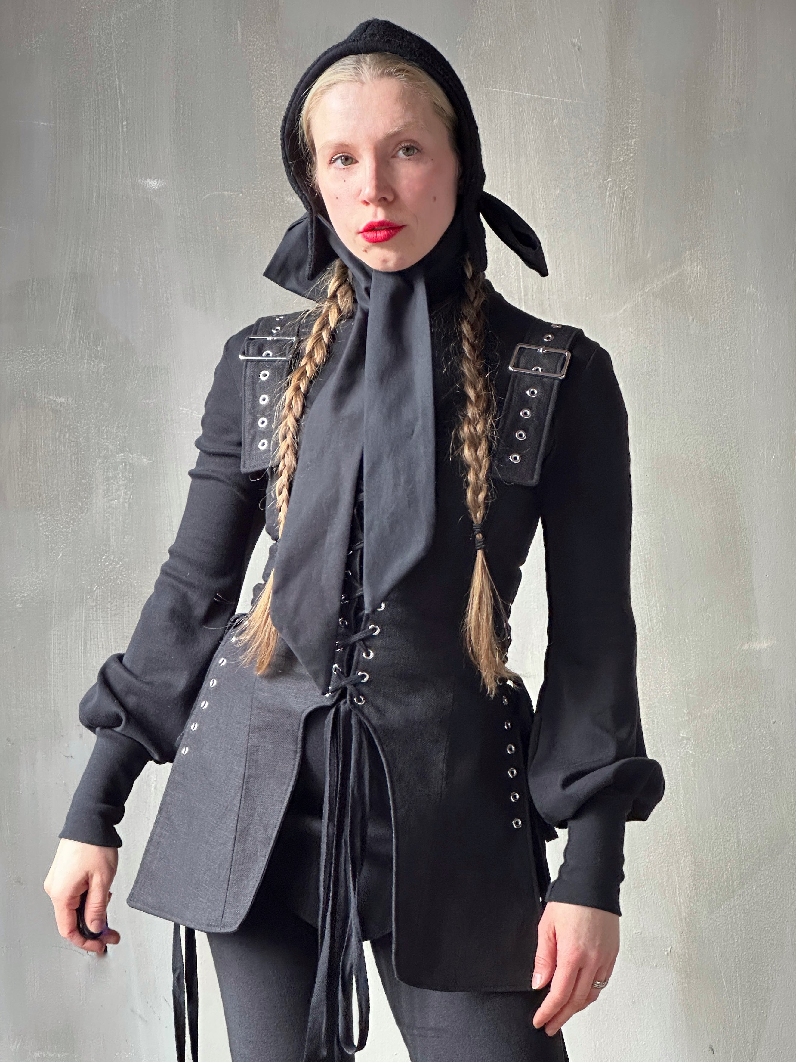 Winter '26: Spangenhelm Bonnet in Black Boiled Wool (Pre-Order)