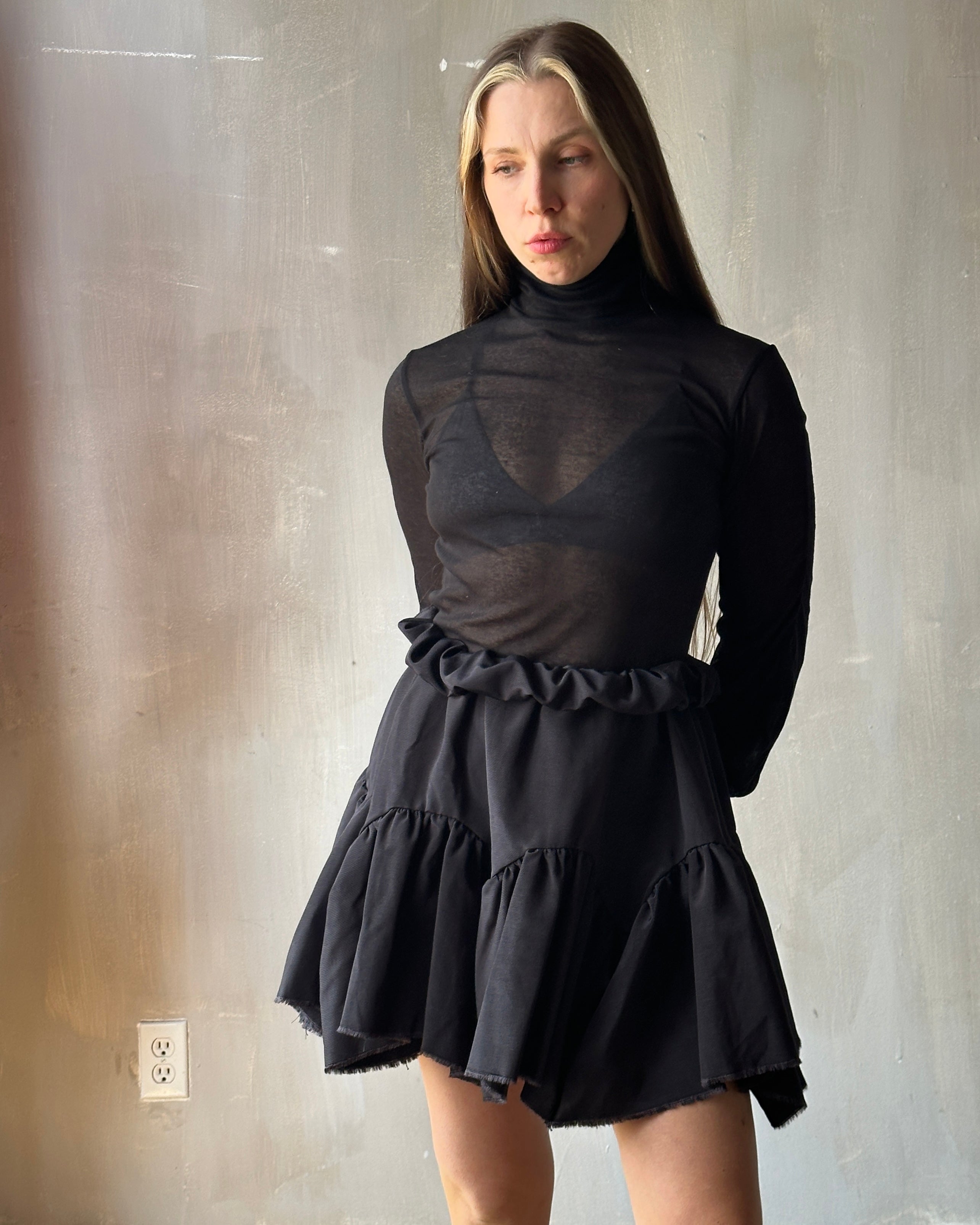 Petticoat Kilt in Black Twill Taffeta (In Stock)