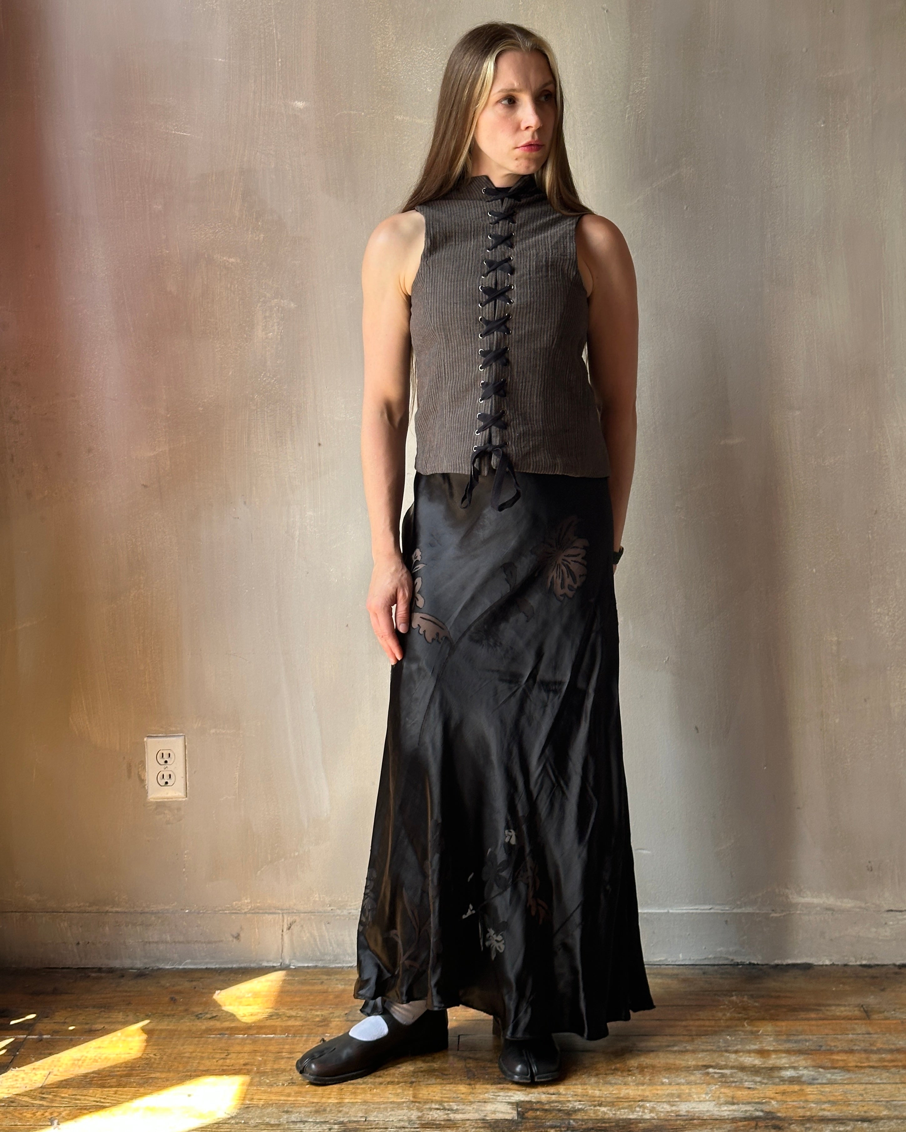 Sample Sale: Burnout Silk Bias Cut Maxi Skirt (Size V)