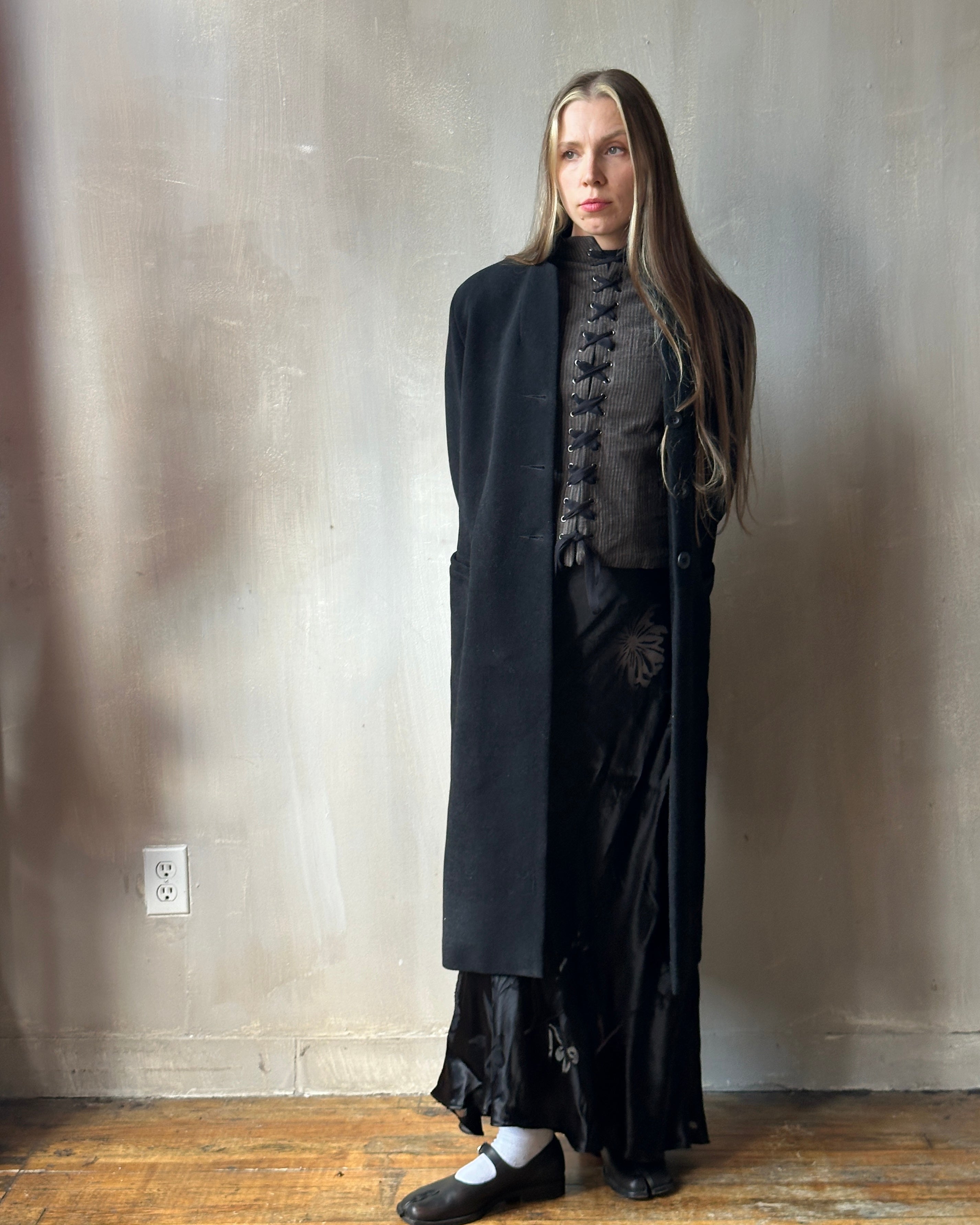 Stand Collar Coat with Bustle