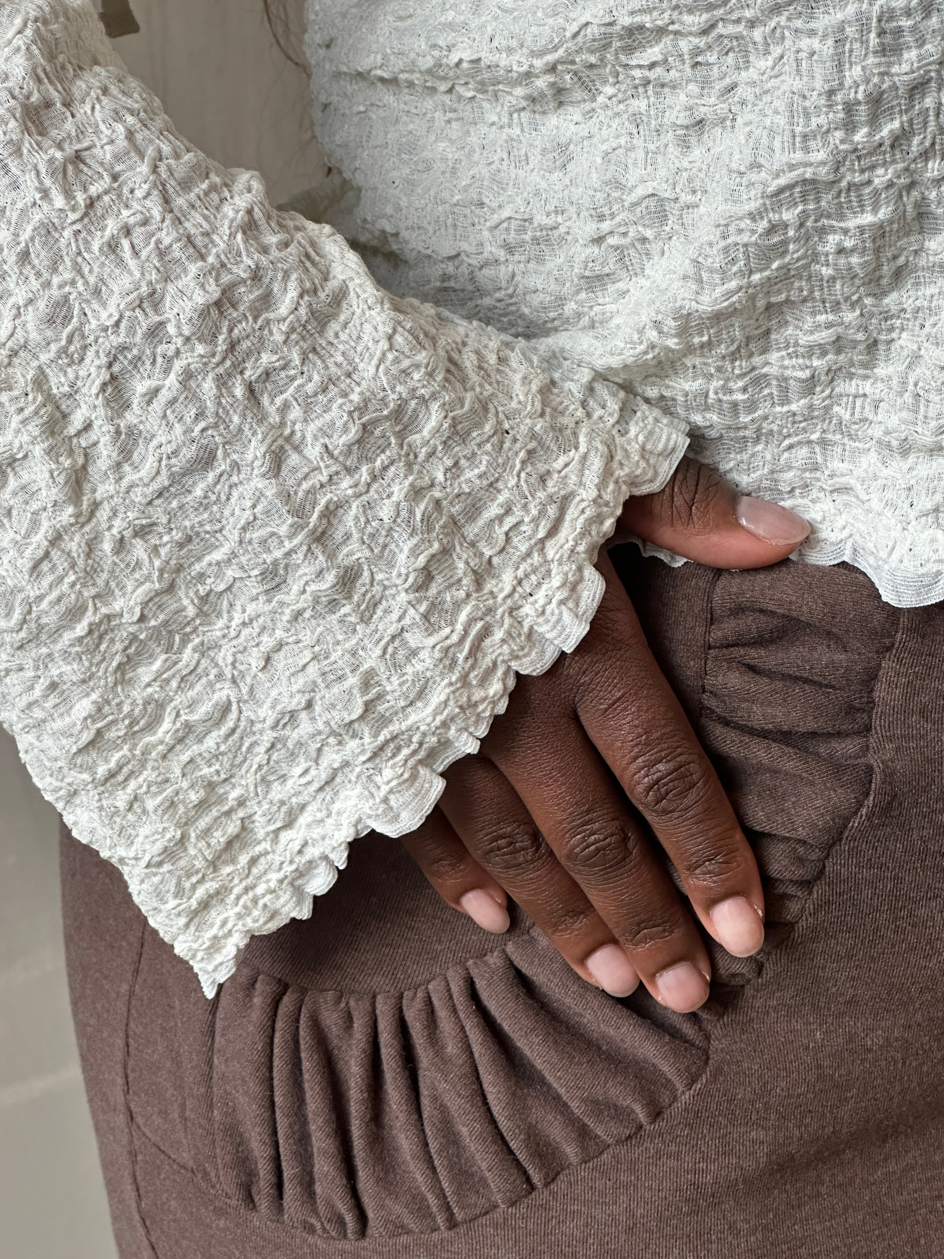 Winter '26: Detached Sleeve Top in Textured Cream Cotton (Pre-Order)