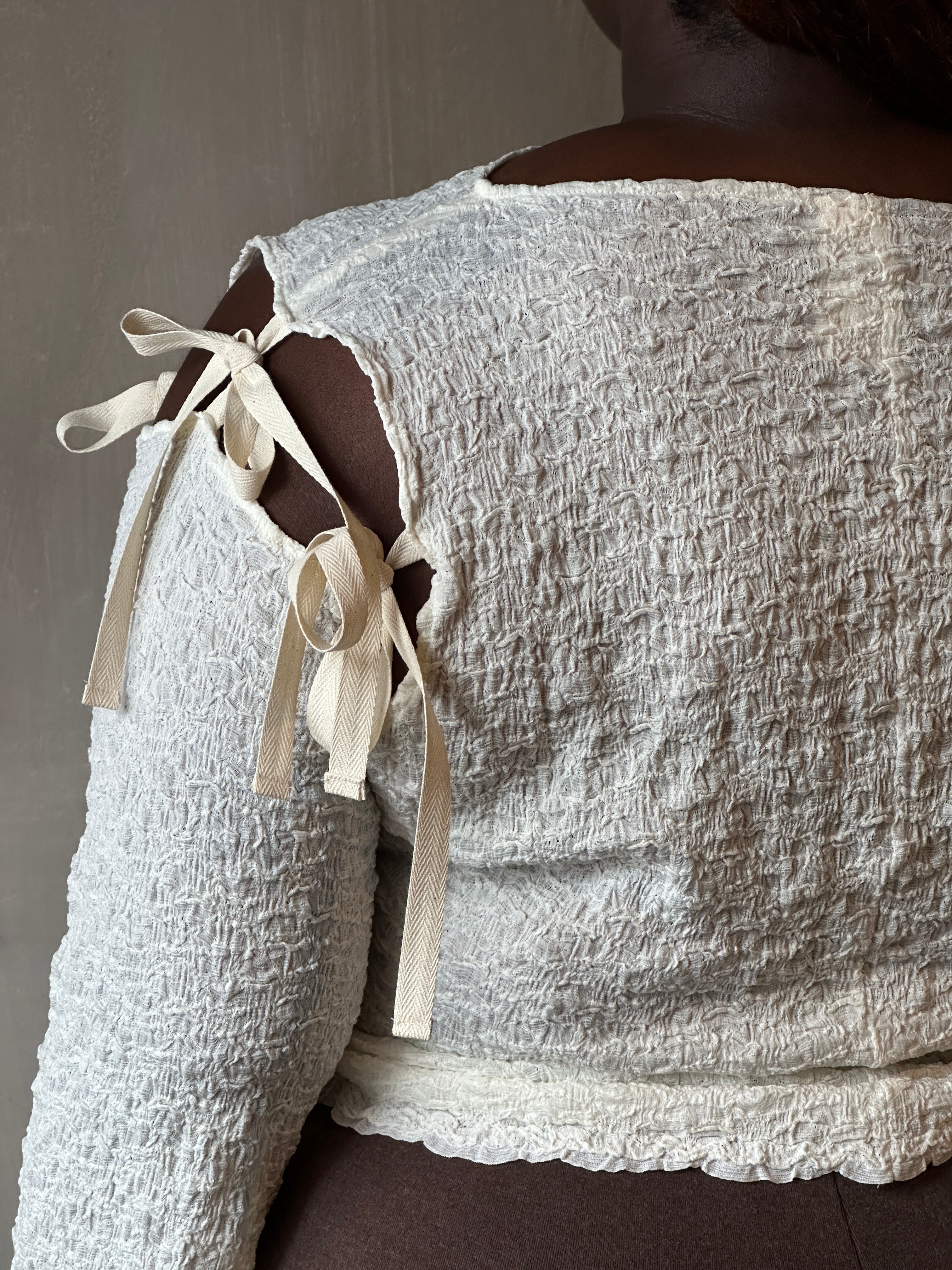 Winter '26: Detached Sleeve Top in Textured Cream Cotton (Pre-Order)