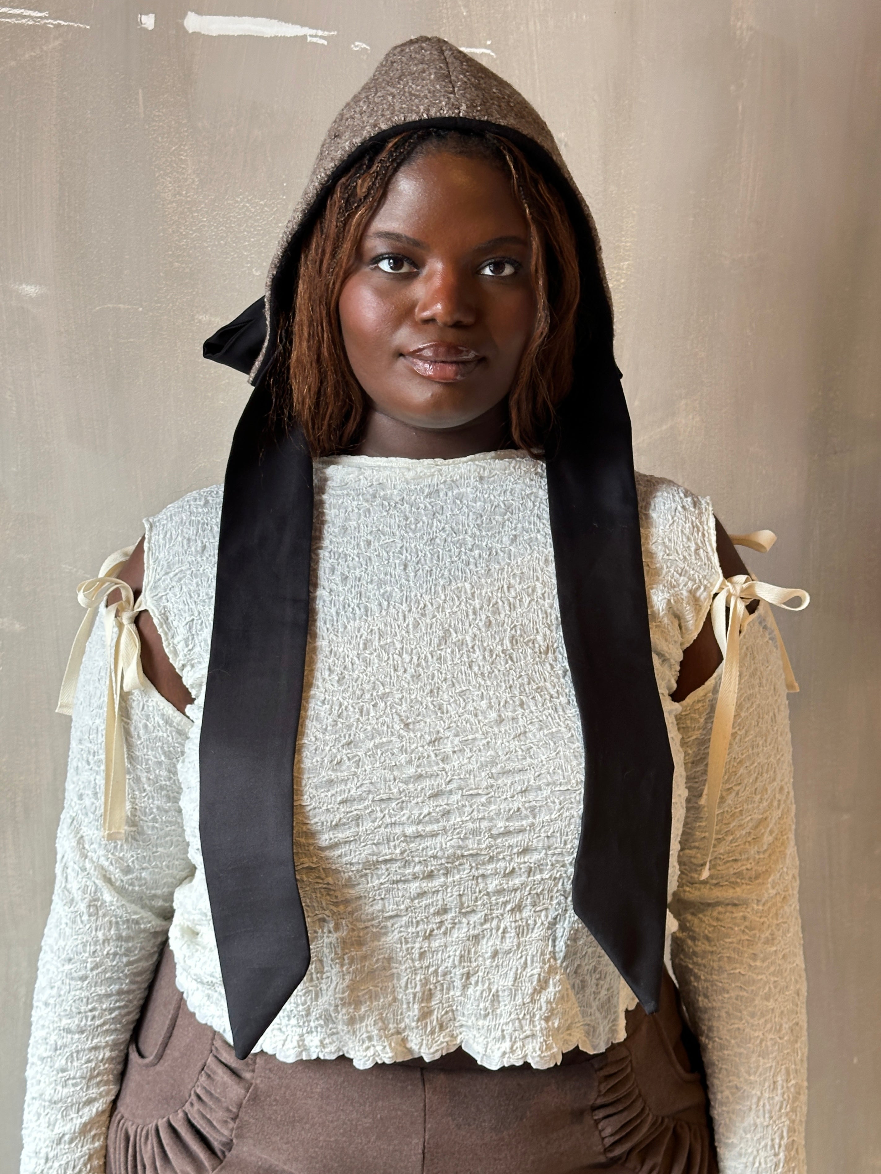 Winter '26: Spangenhelm Bonnet in Oatmeal Boiled Wool Pre-Order)